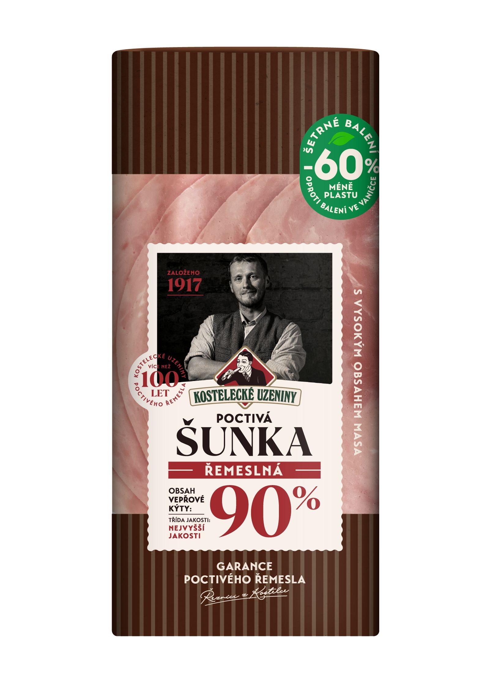 Uzeniny a lahůdky - Kostelecké Uzeniny Poctivá šunka řemeslná 100g