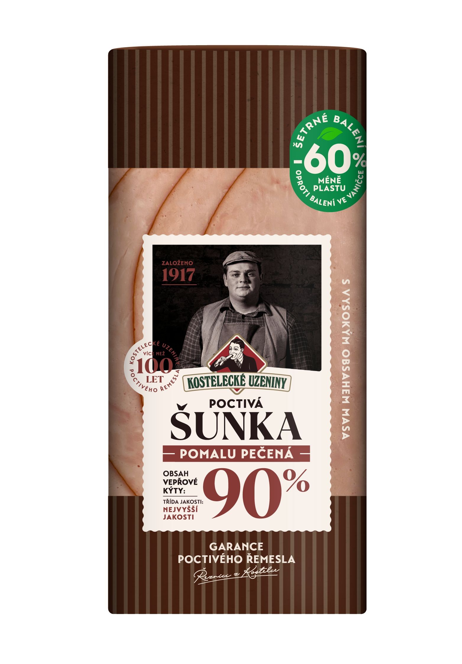 Uzeniny a lahůdky - Kostelecké Uzeniny Pomalu pečená poctivá šunka 100 g