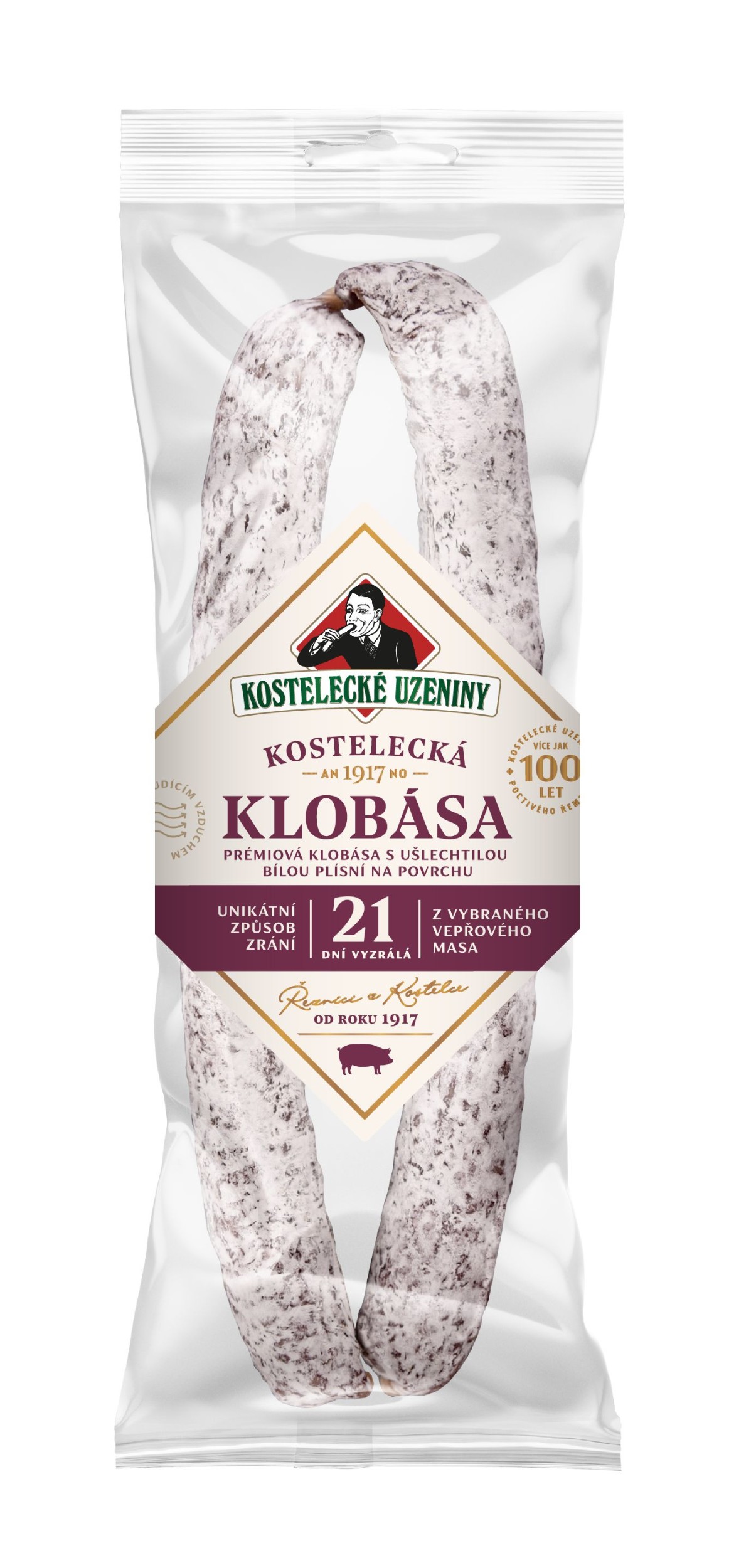 Uzeniny a lahůdky - Kostelecké Uzeniny Premium Kostelecká klobása 160g