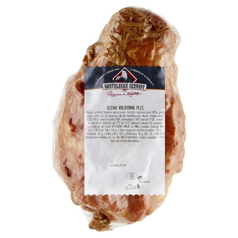 Uzená masa - Kostelecké Uzeniny Uzená rolovaná plec - cca 600 g