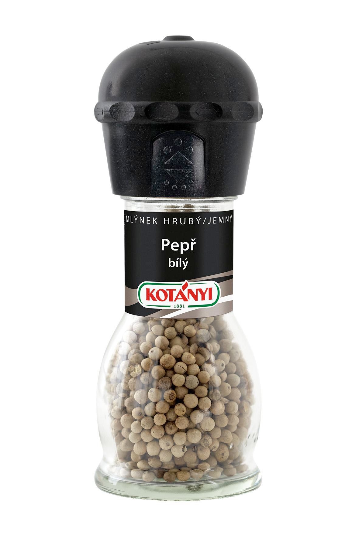 Trvanlivé potraviny - Kotányi Mlýnek pepř bílý celý 52 g