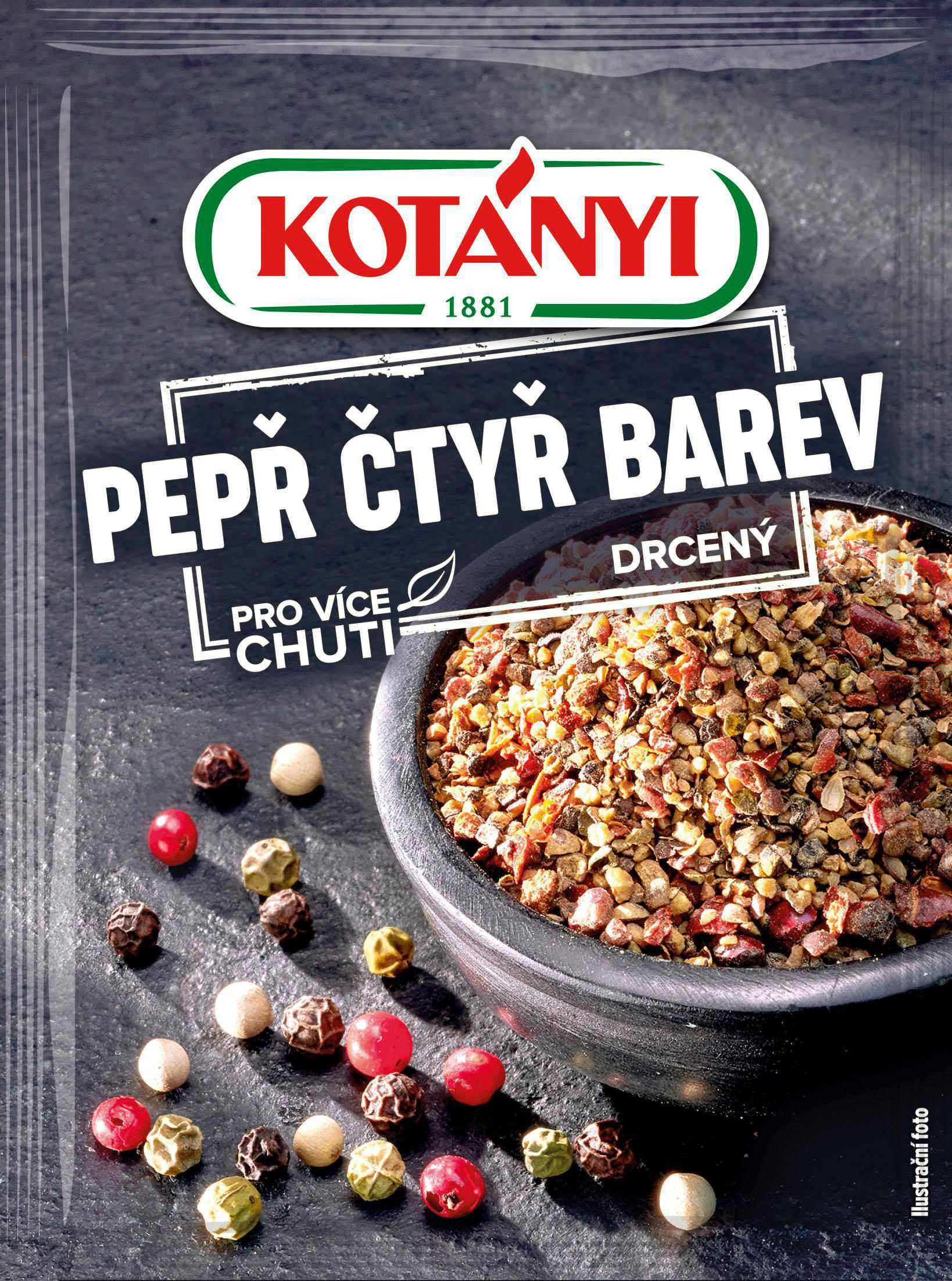 Trvanlivé potraviny - Kotányi Pepř čtyř barev drcený 16 g