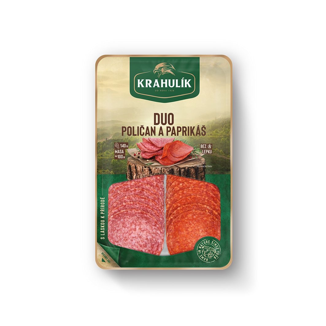 Uzeniny a lahůdky - Krahulík Duo poličan, paprikáš krájený 100 g