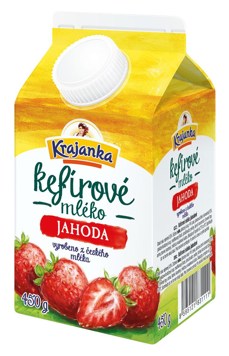 Mléčné a chlazené - Krajanka Kefír jahoda 450 g