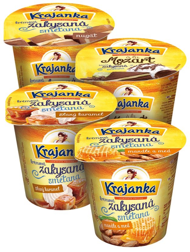 Mléčné a chlazené - Krajanka Zakysaná krémová smetana mix příchutí 130 g
