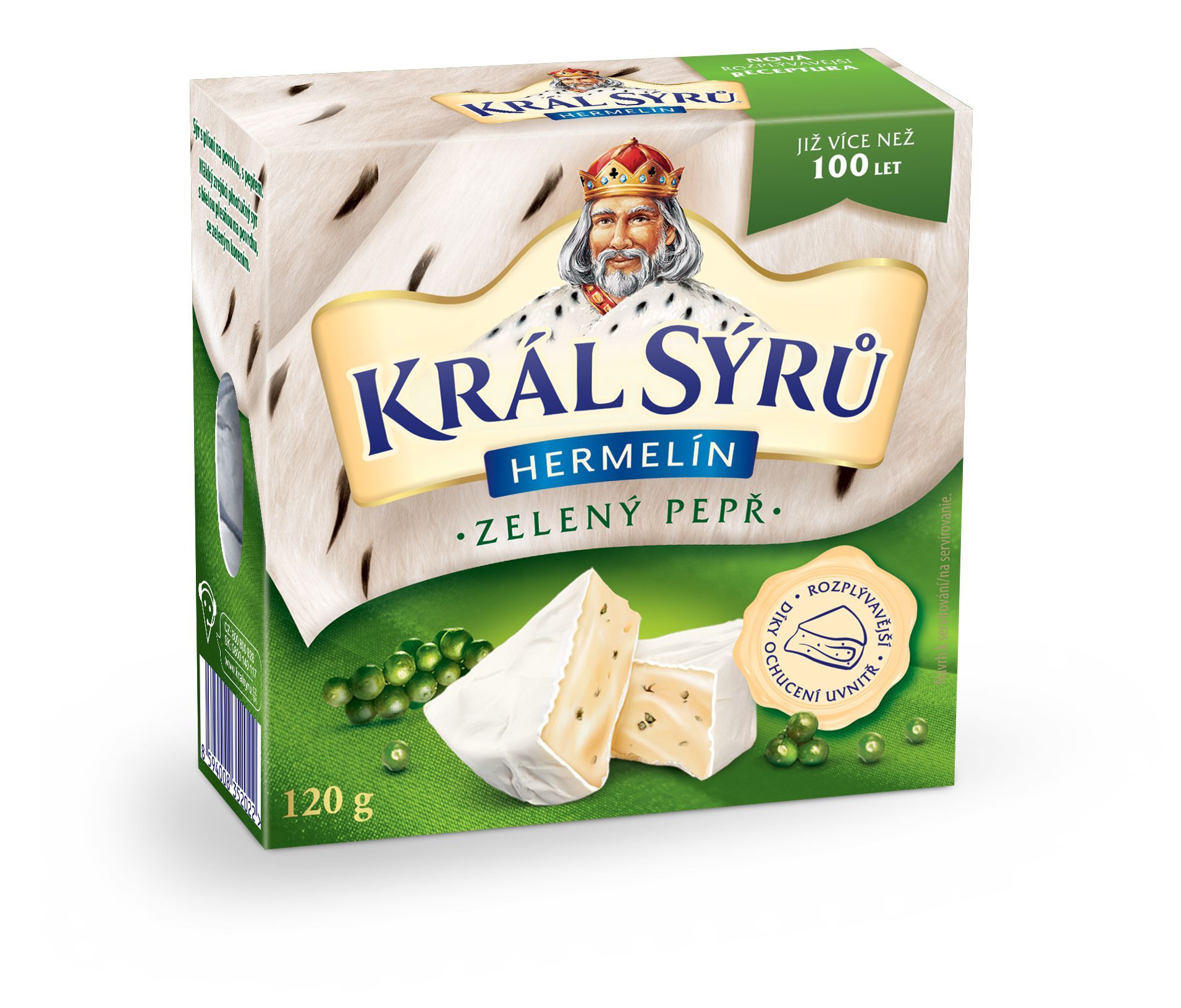 Mléčné a chlazené - Král Sýrů Hermelín zelený pepř 120 g