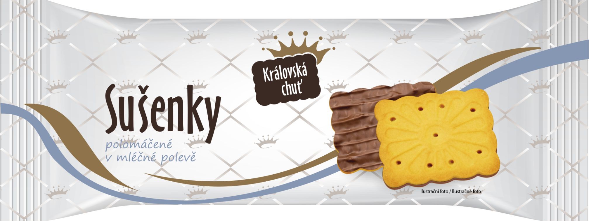 Trvanlivé potraviny - Královská chuť Polomáčené sušenky v mléčné polevě 100g