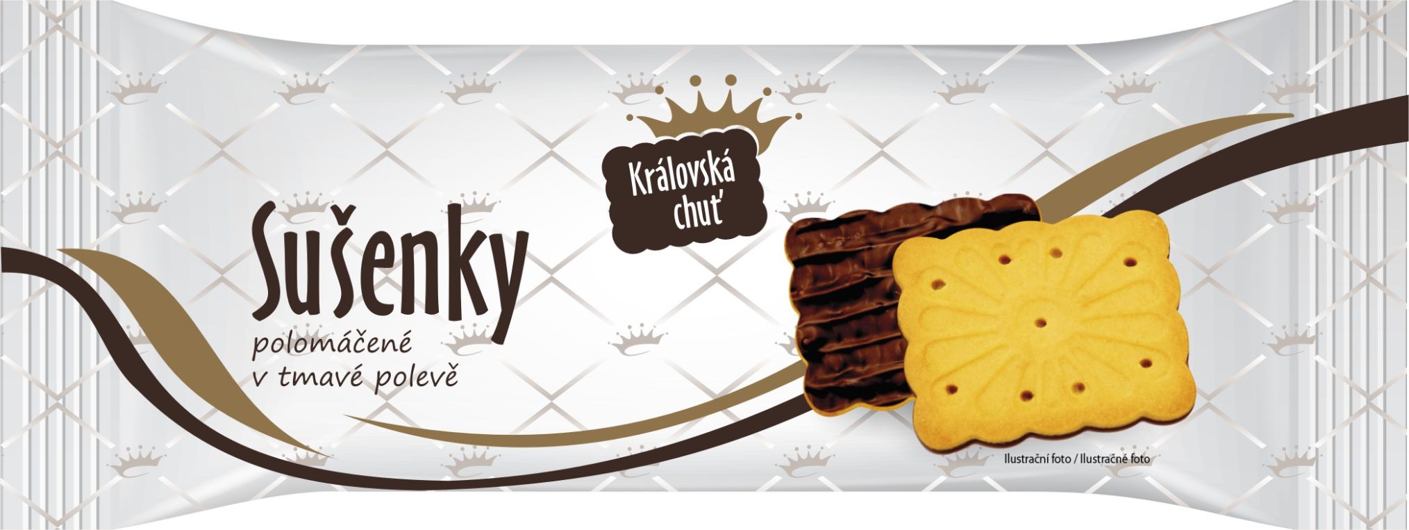 Trvanlivé potraviny - Královská chuť Polomáčené sušenky v tmavé polevě 100g