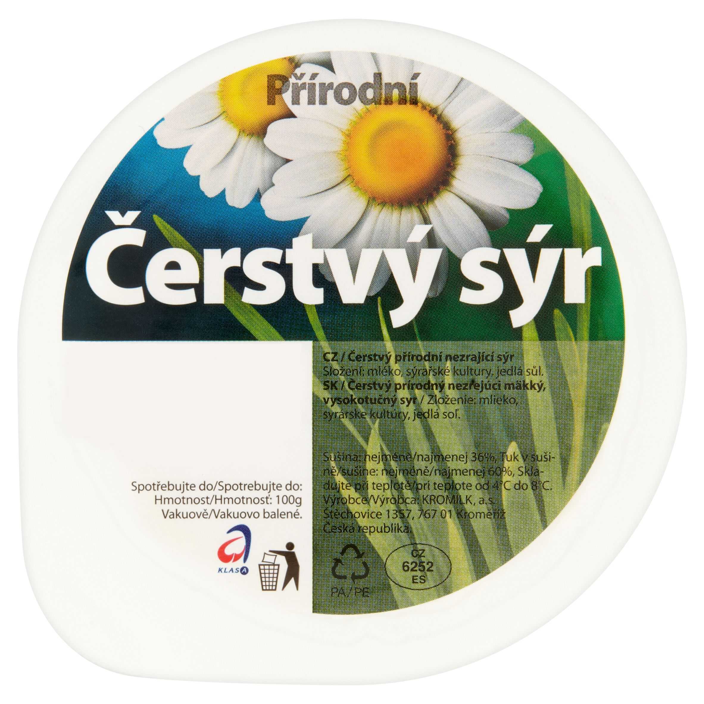 Mléčné a chlazené - Kromilk Přírodní čerstvý sýr 100 g
