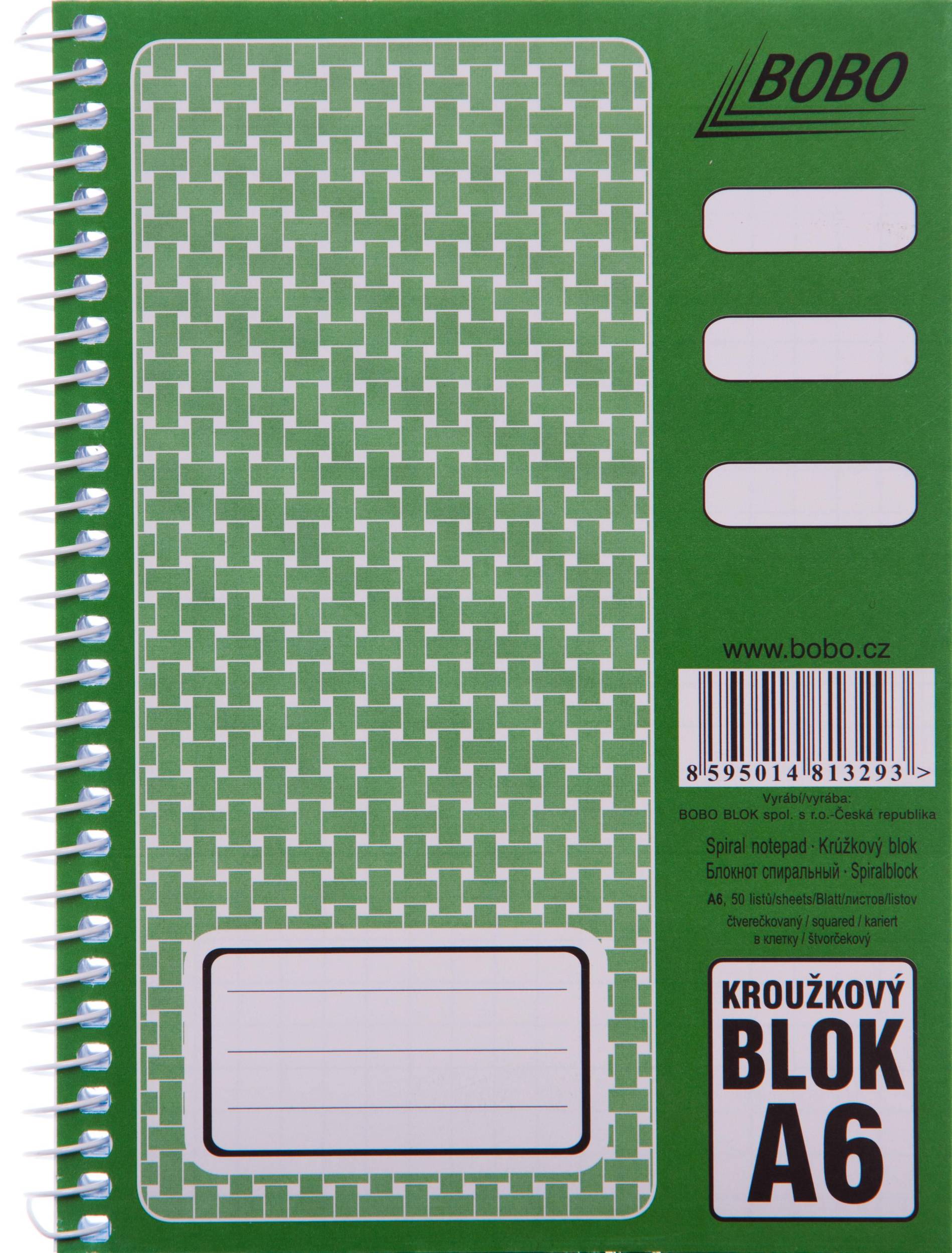 Domácnost a Zahrada - Kroužkový blok A6 čtverečkovaný B.V. 1 ks