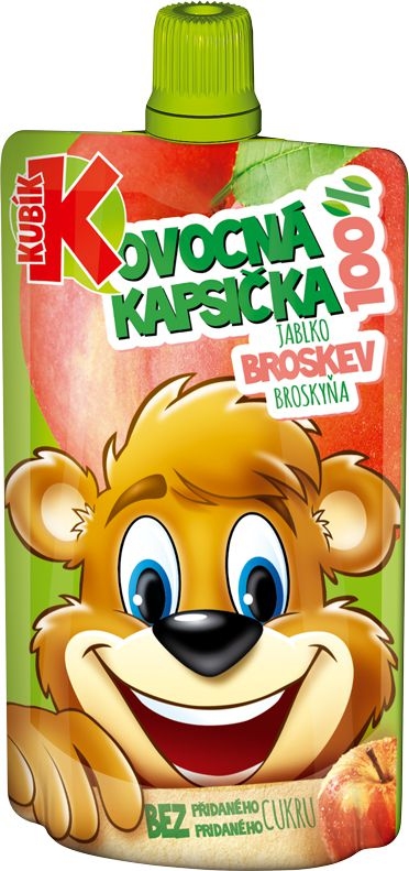 Svět dětí - Kubík 100% ovocná kapsička jablko-broskev 100 g