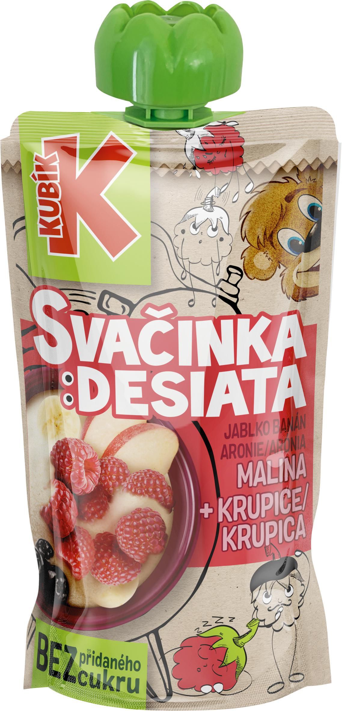 Svět dětí - Kubík Svačinka Malina, jablko, banán, aronie + krupice 100g