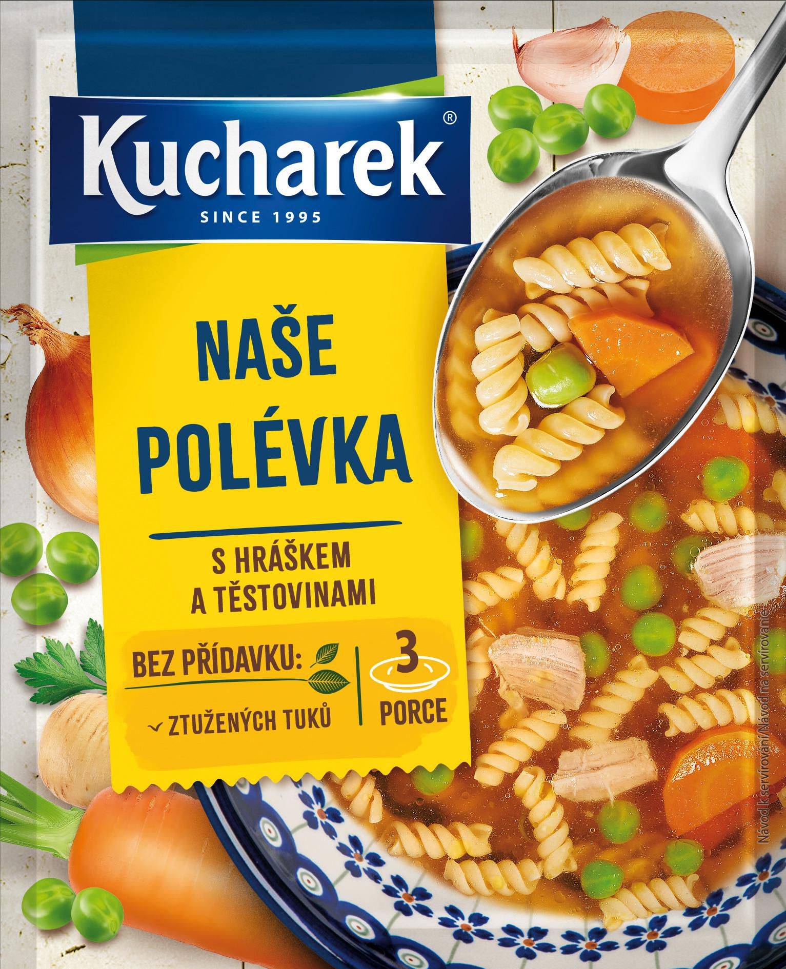 Trvanlivé potraviny - Kucharek Naše Polévka s hráškem a těstovinami 49g
