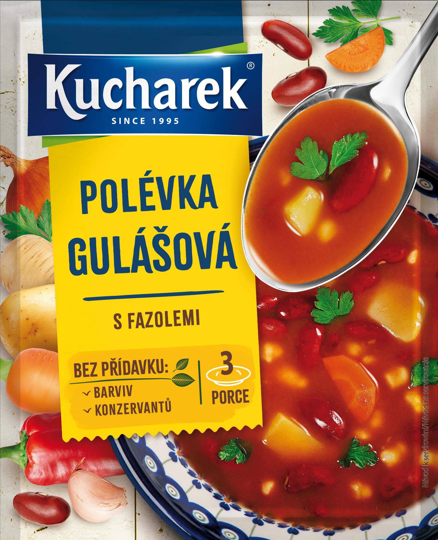 Trvanlivé potraviny - Kucharek Polévka Gulášová s fazolemi 54g