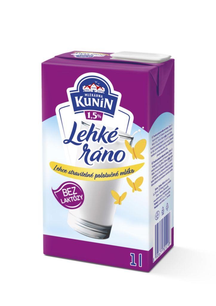 Zdravý svět - Kunín Lehké ráno Mléko UHT bez laktózy 1,5% 1L