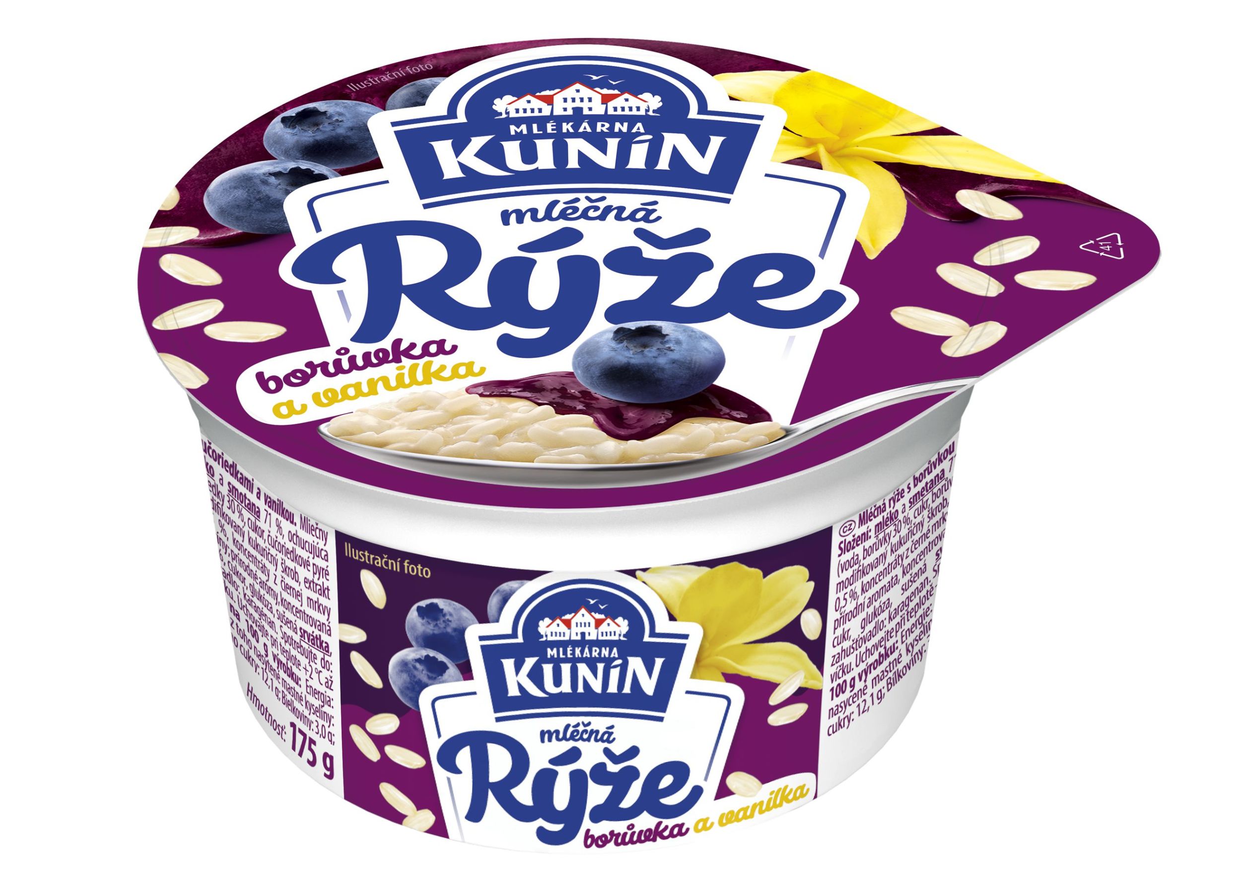 Mléčné a chlazené - Kunín mléčná rýže borůvka a vanilka 175g