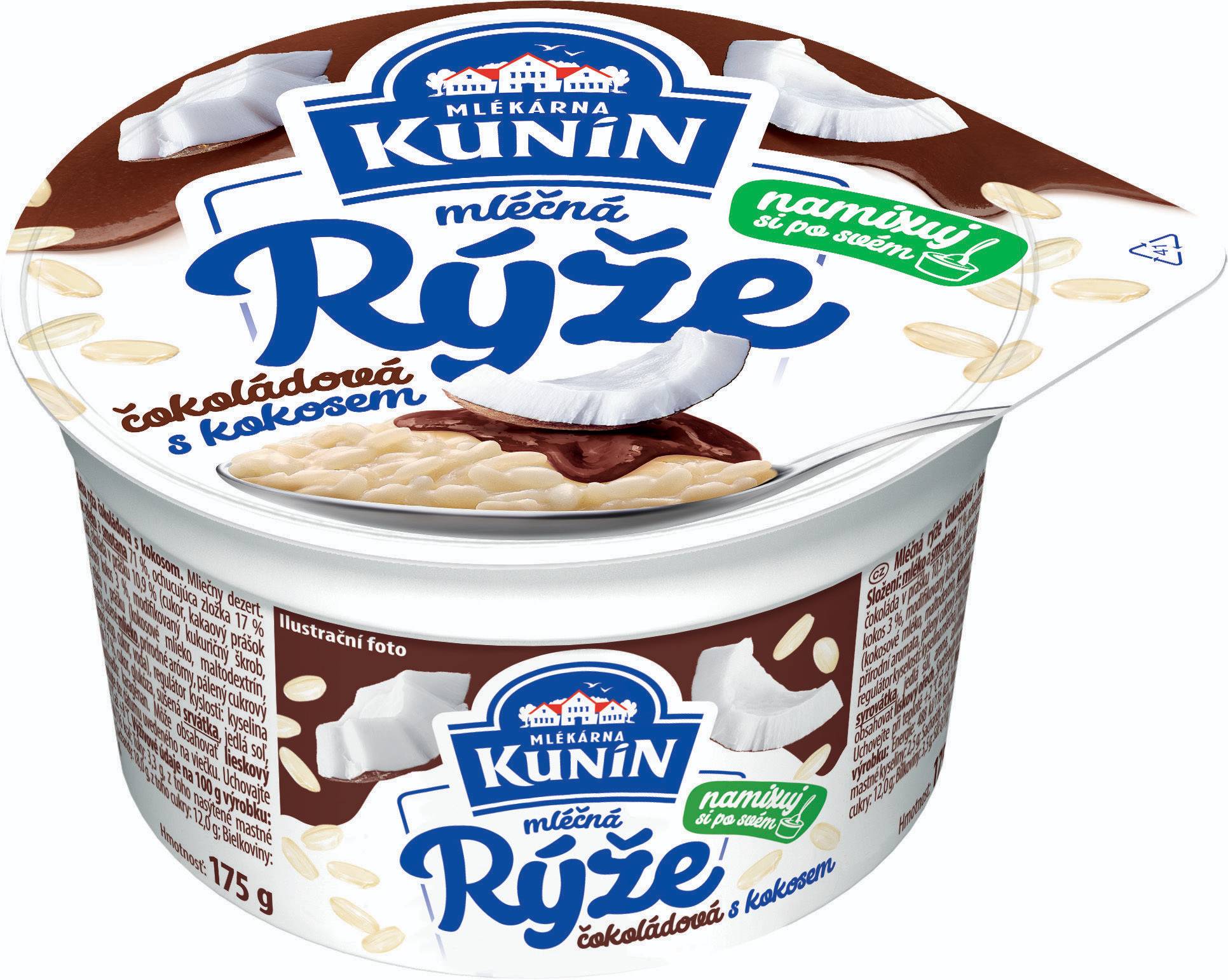 Mléčné a chlazené - Kunín Mléčná rýže čokoládová s kokosem 175g