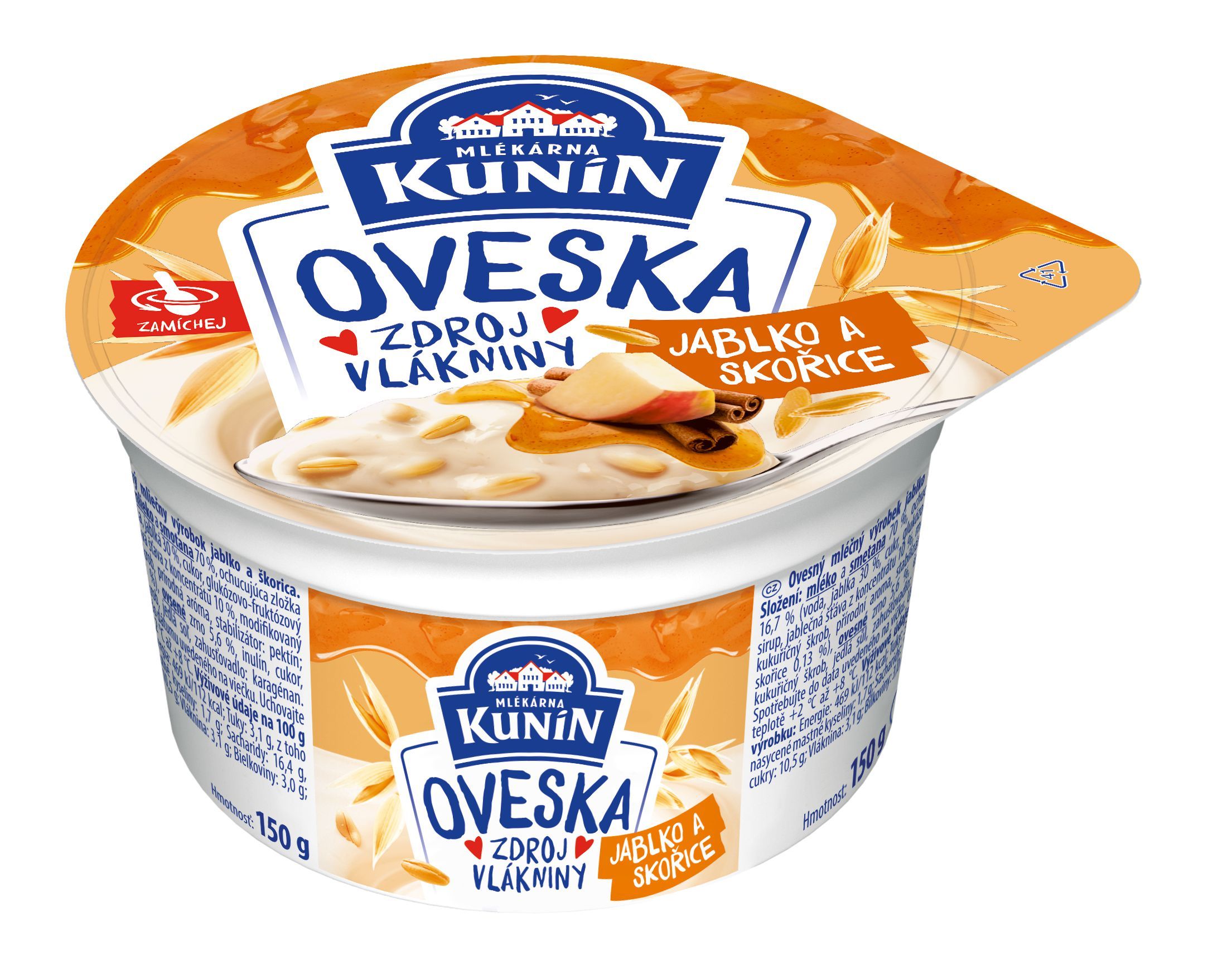 Mléčné a chlazené - Kunín Oveska jablko a skořice 150g