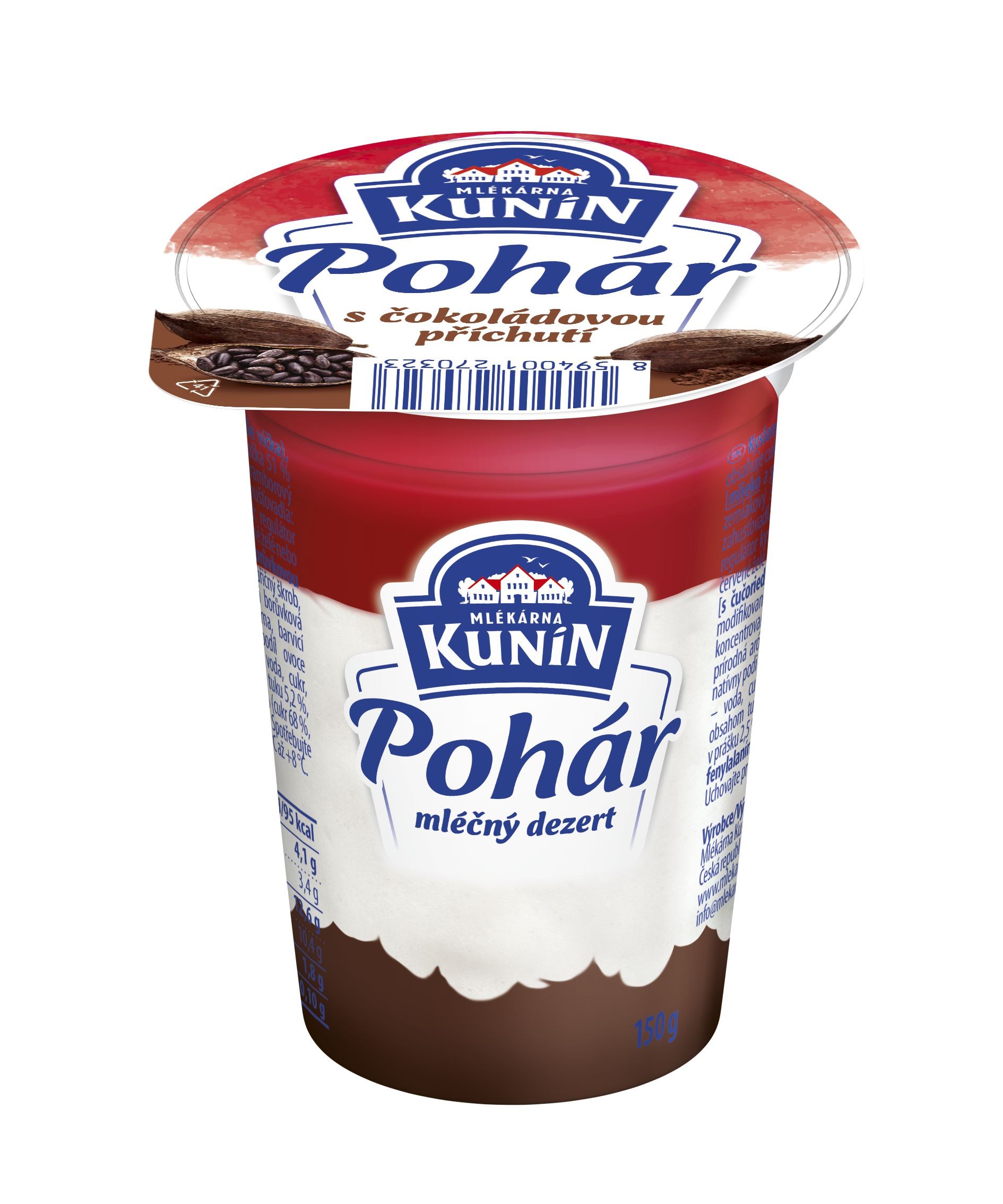 Mléčné a chlazené - Kunín Pohár čokoláda 150 g