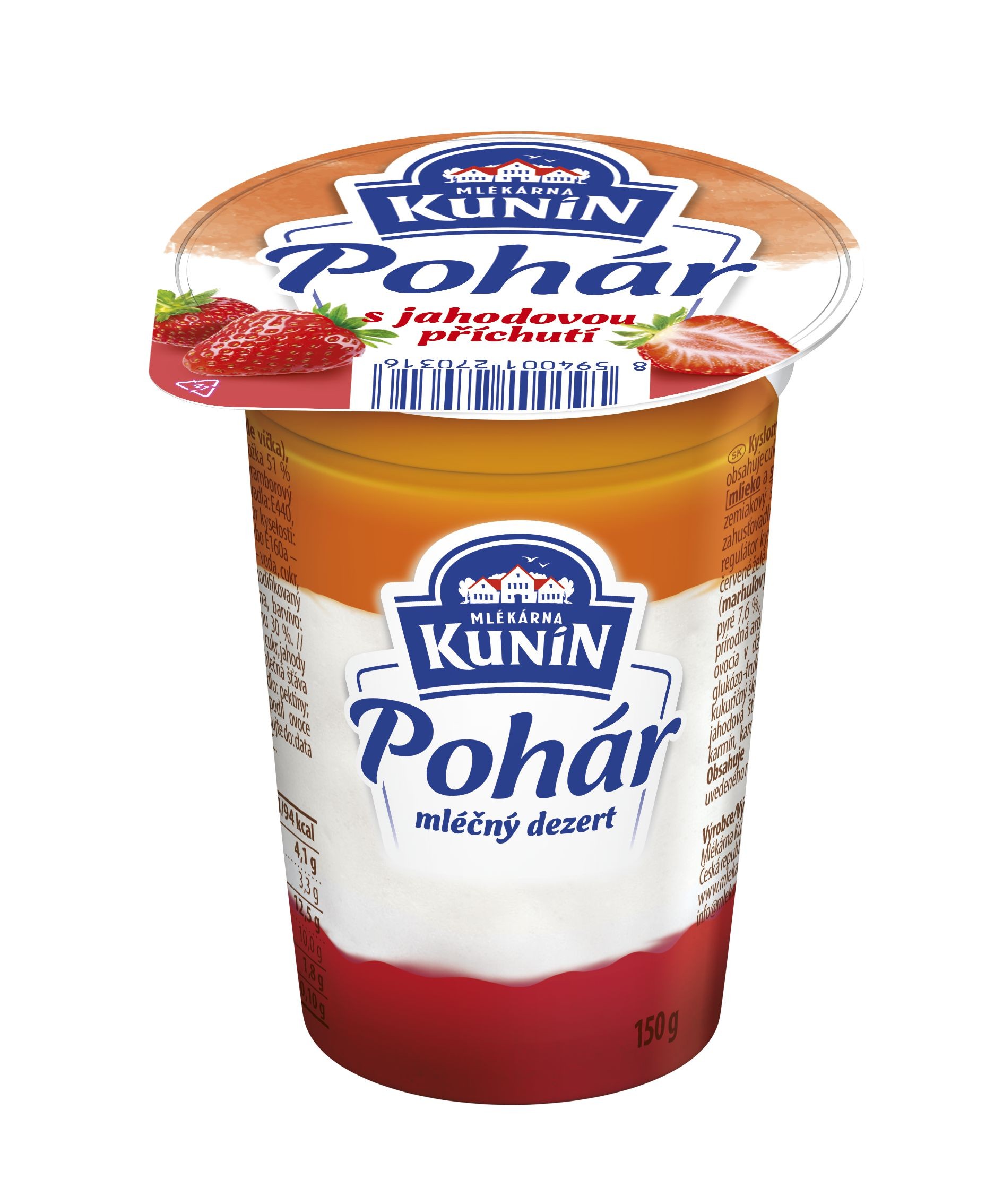 Mléčné a chlazené - Kunín Pohár jahoda 150 g