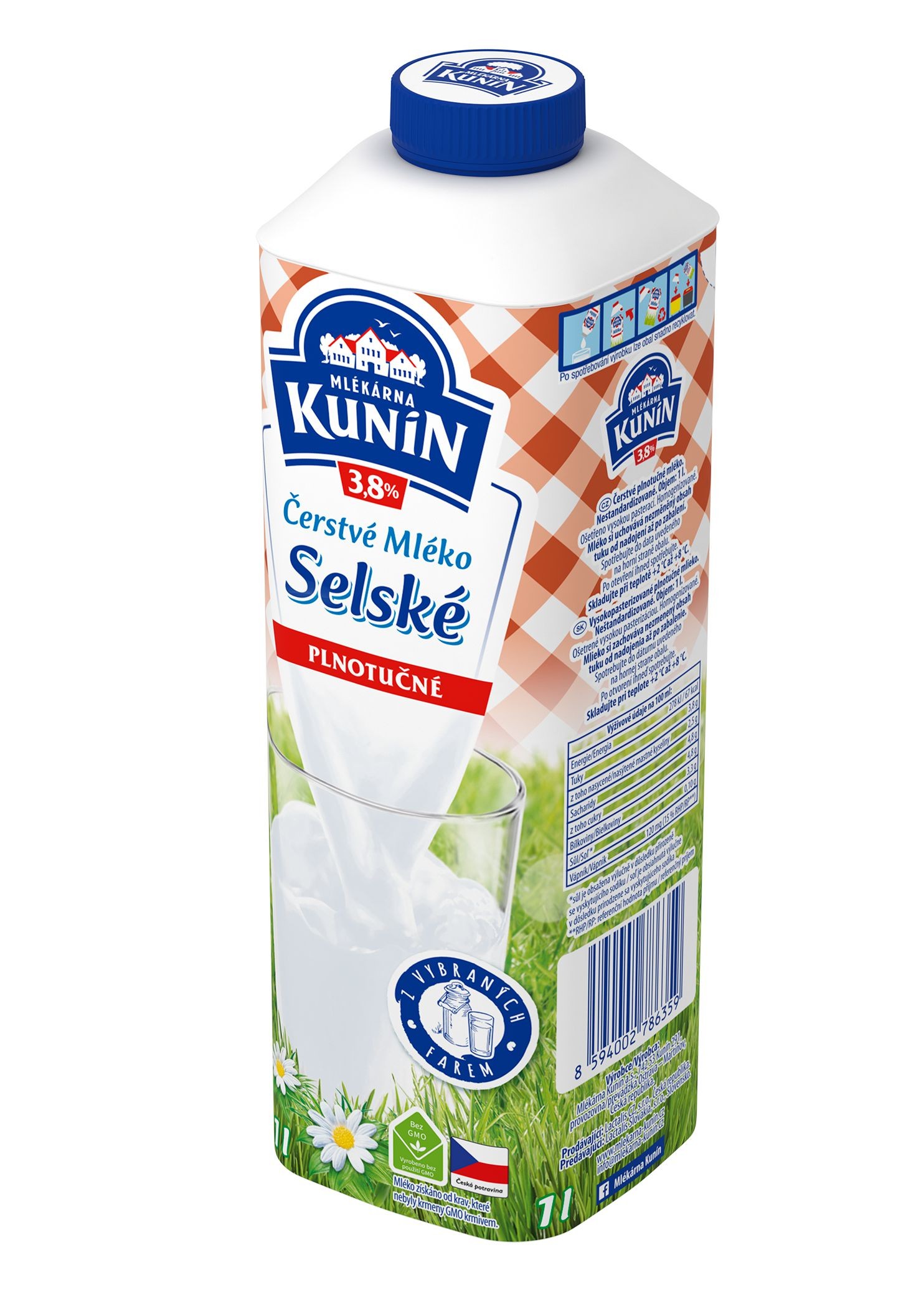Mléčné a chlazené - Kunín Selské čerstvé mléko 1 l