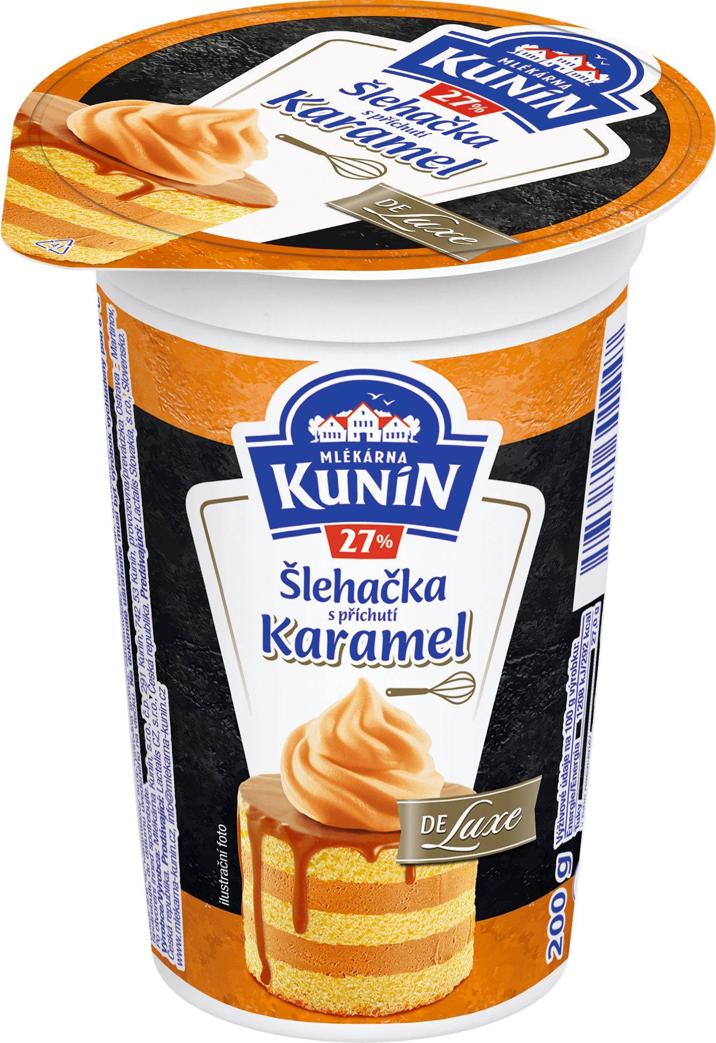 Mléčné a chlazené - Kunín Šlehačka s příchutí  Karamel 27% 200g