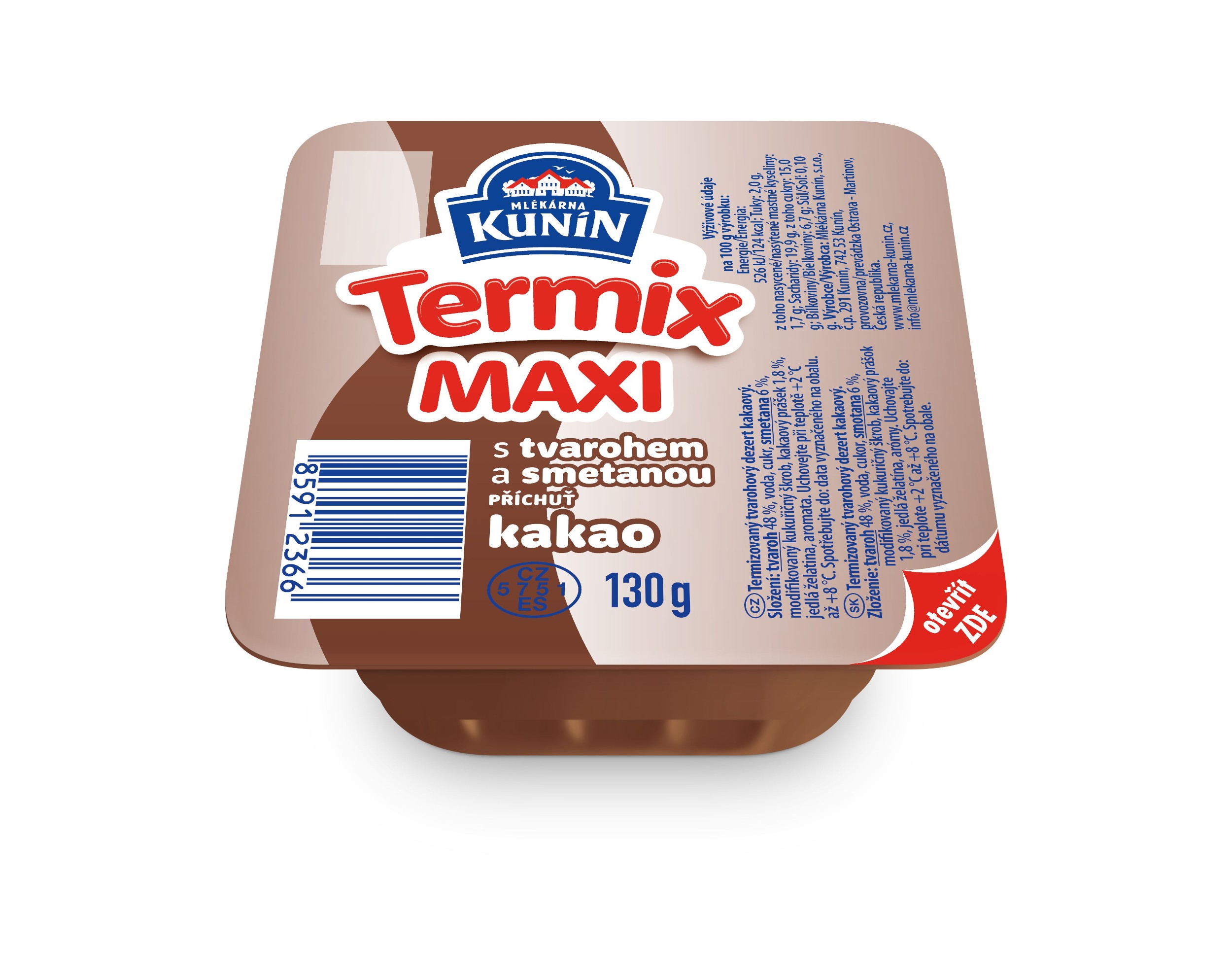 Mléčné a chlazené - Kunín Termix MAXI s příchutí kakaa 130 g