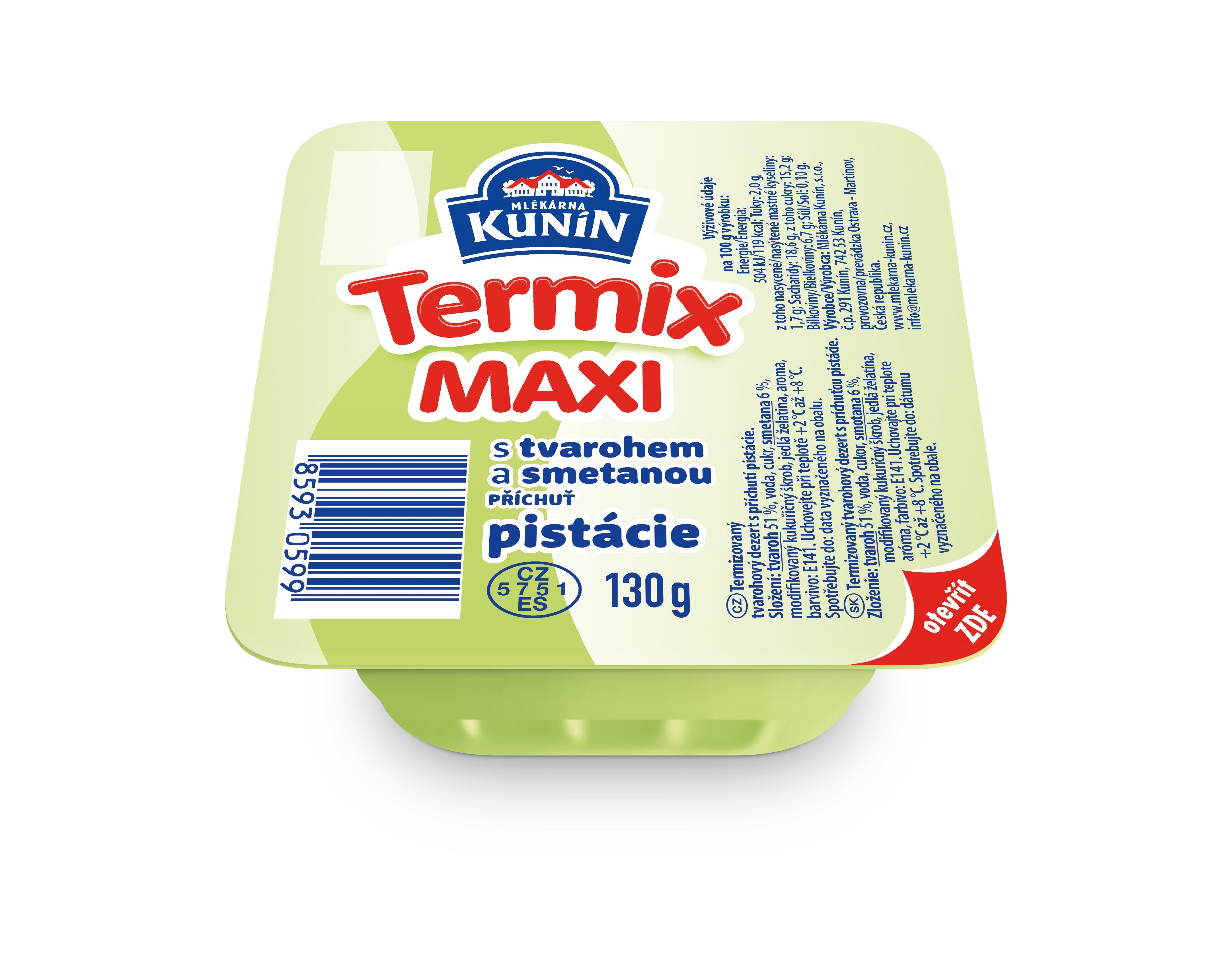 Mléčné a chlazené - Kunín Termix maxi s příchutí pistácie 130 g