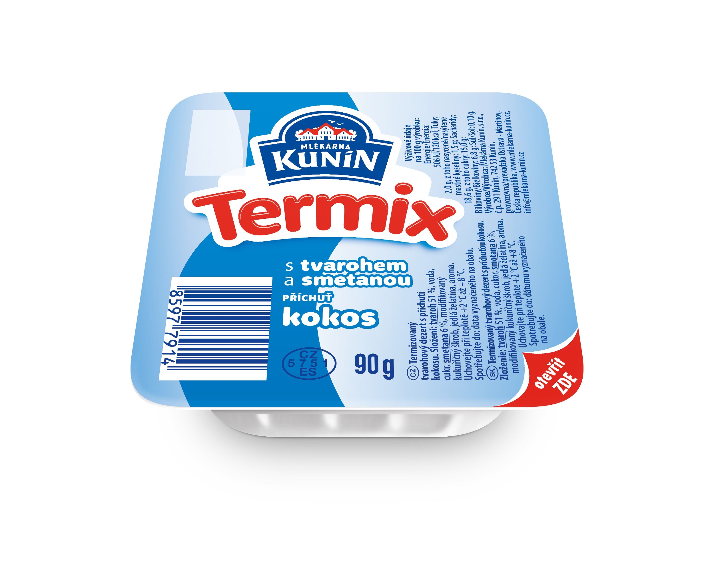 Mléčné a chlazené - Kunín Termix s příchutí kokos 90g
