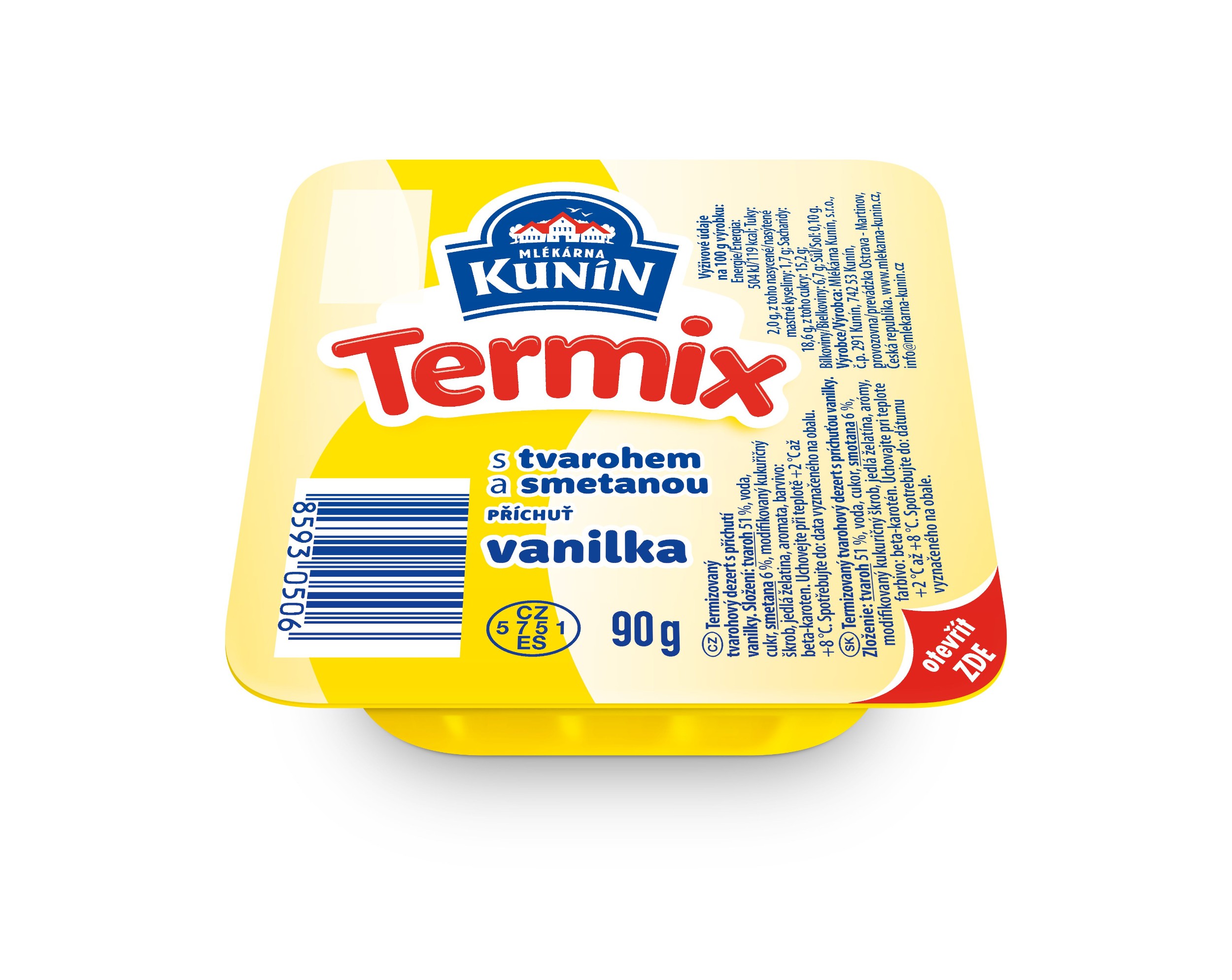 Mléčné a chlazené - Kunín Termix s příchutí vanilky 90 g