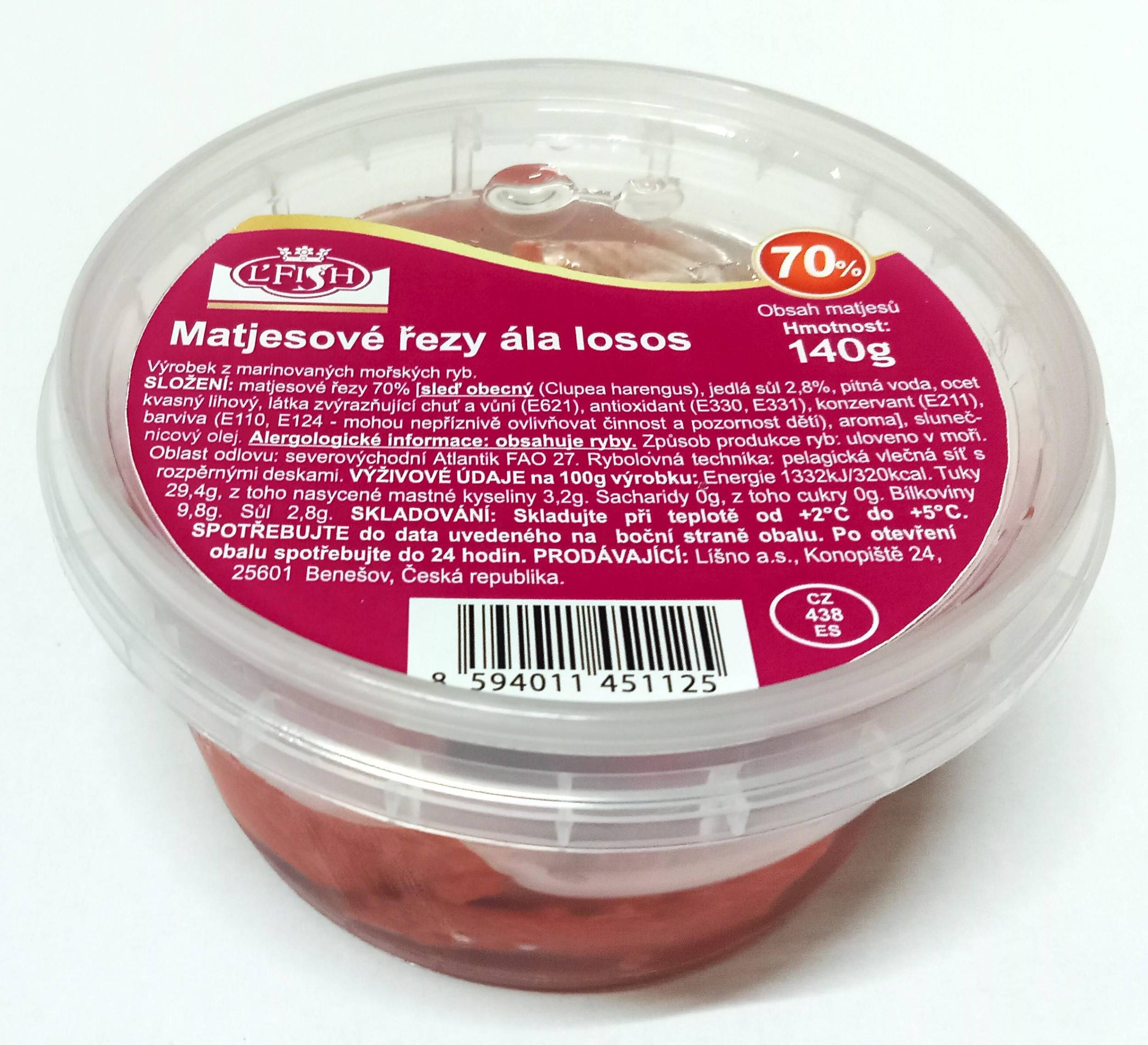 Uzeniny a lahůdky - L'Fish Matjesové řezy á la losos 140g
