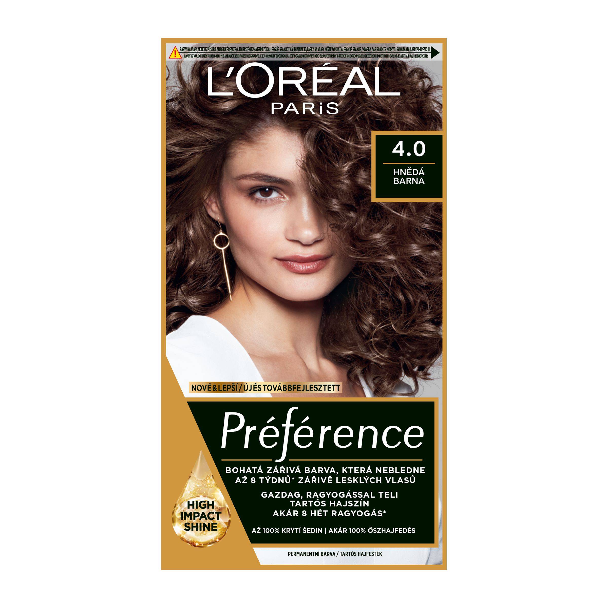 Drogerie a kosmetika - L'Oréal Paris barva na vlasy Preference 4.0 hnědá