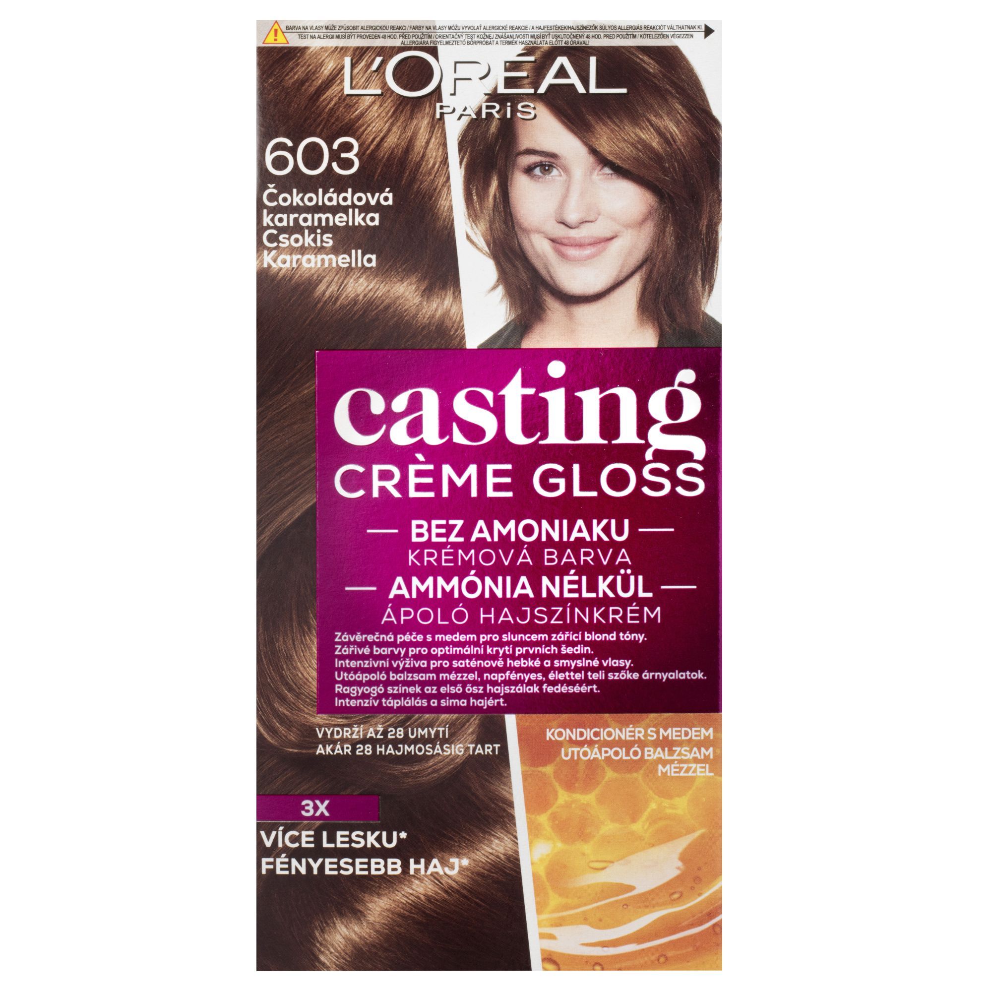 Drogerie a kosmetika - L'Oréal Paris Casting Crème Gloss čokoládová karamelka 603, 180 ml