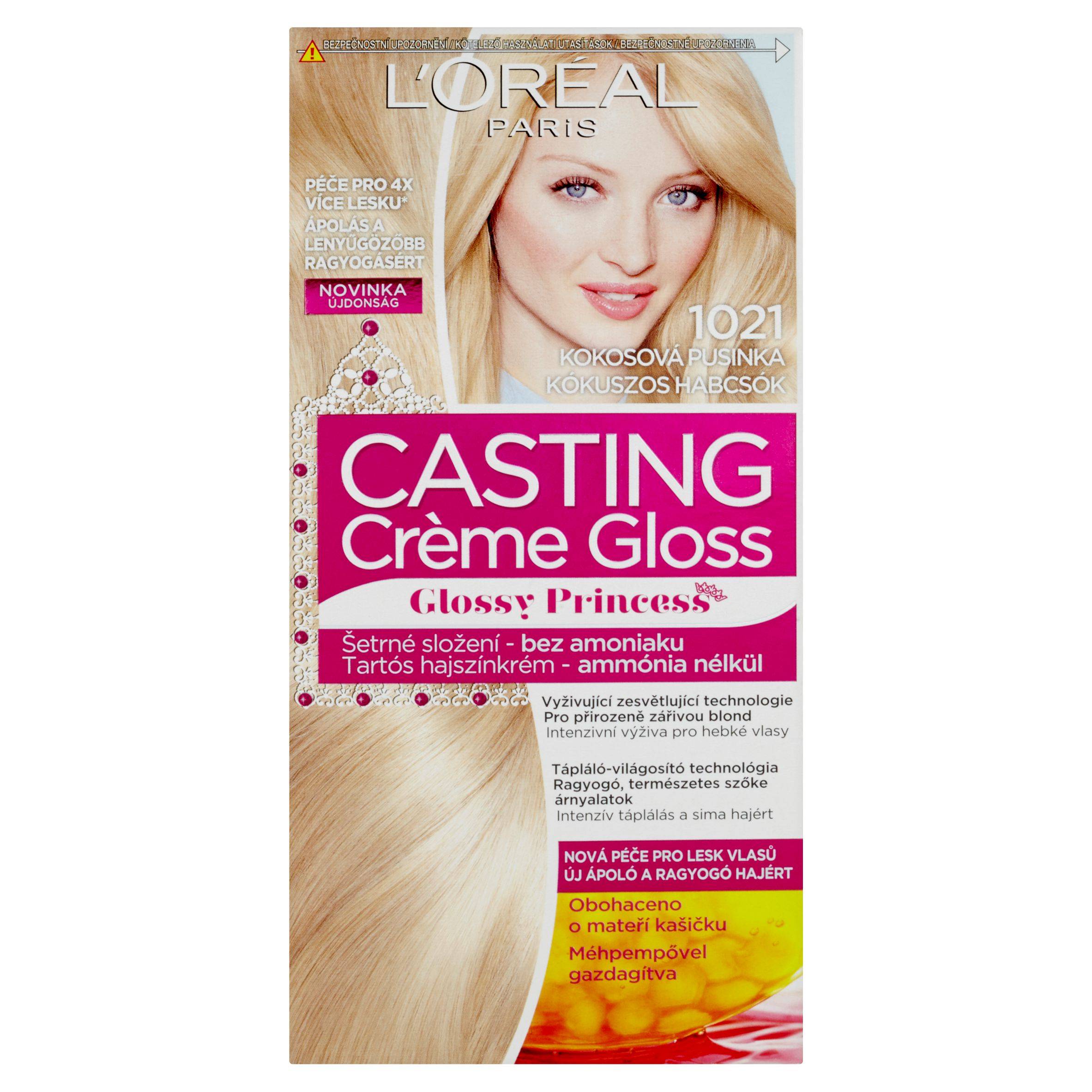 Drogerie a kosmetika - L'Oréal Paris Casting Crème Gloss Glossy Princess kokosová pusinka 1021 160 ml