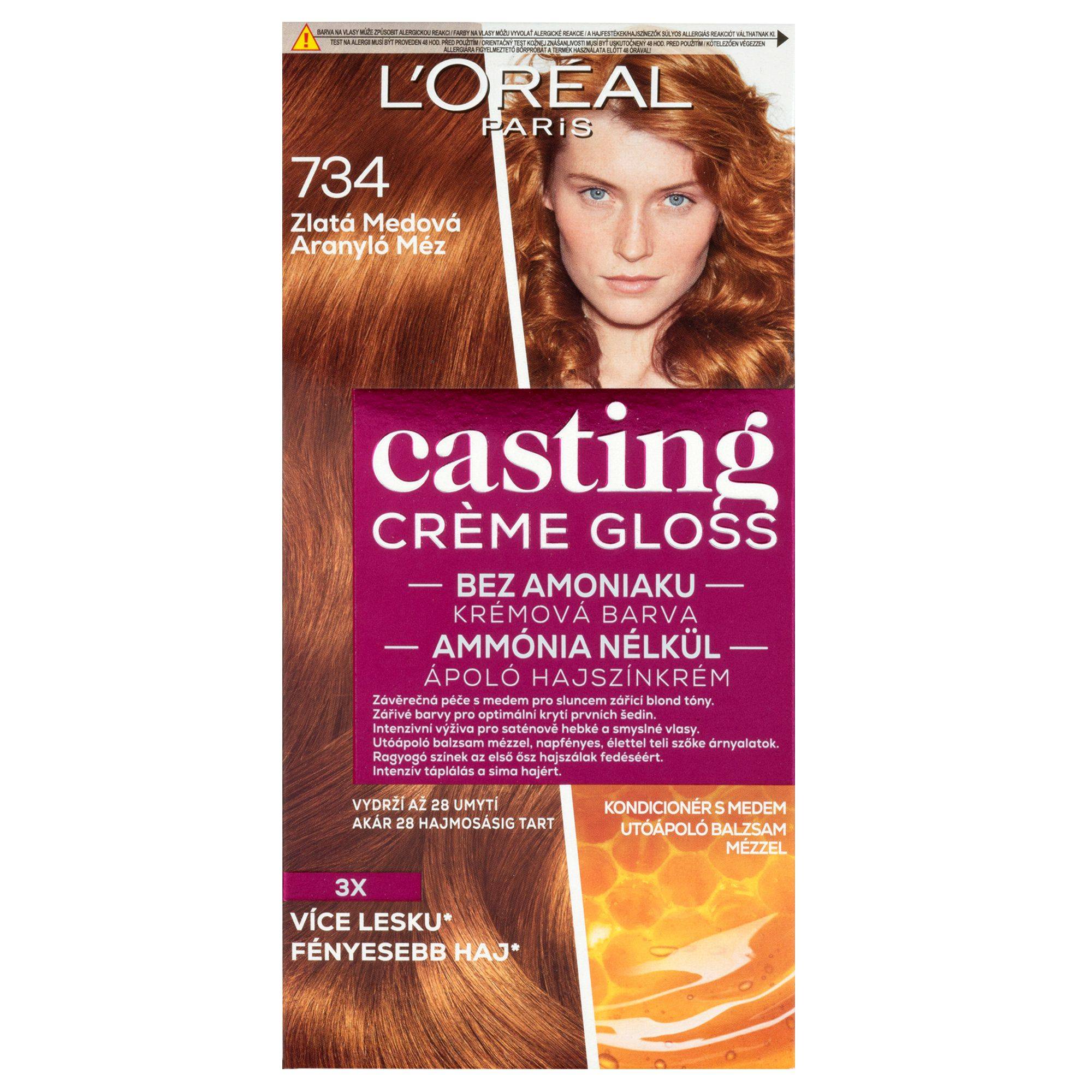 Drogerie a kosmetika - L'Oréal Paris Casting Crème Gloss měděná kaštanová 734, 180 ml