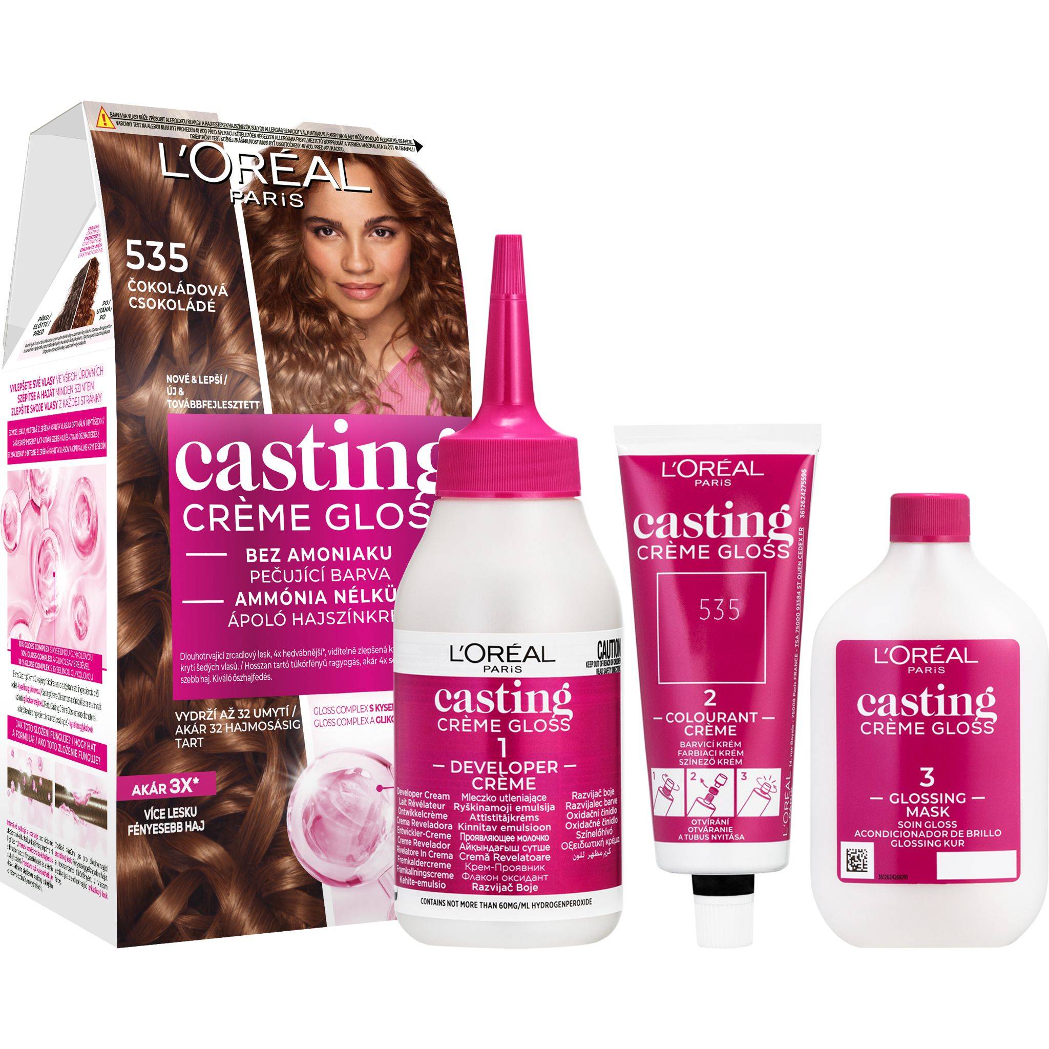 Drogerie a kosmetika - L'Oréal Paris Casting Creme Gloss semipermanentní barva na vlasy 535 čokoládová
