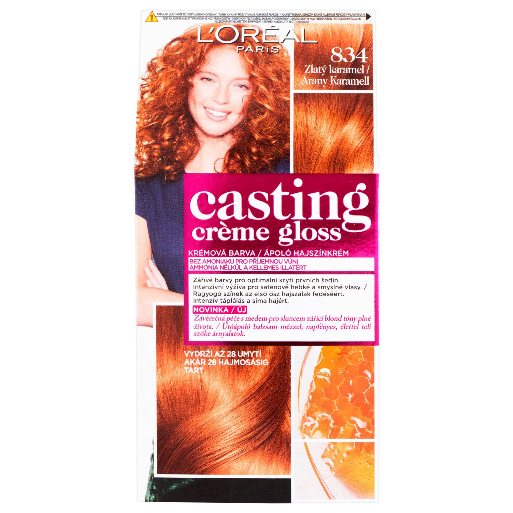 Drogerie a kosmetika - L'Oréal Paris Casting Creme Gloss semipermanentní barva na vlasy 834 zlatý karamel