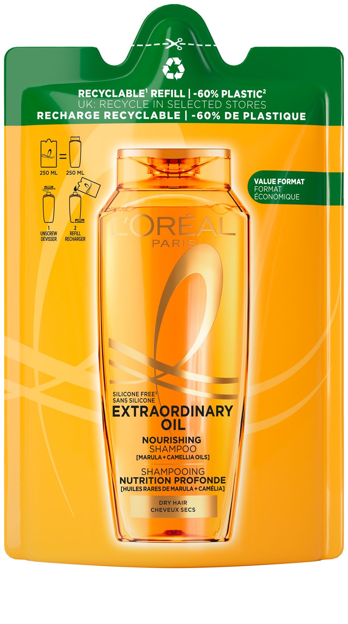 Drogerie a kosmetika - L'Oréal Paris Elseve Extraordinary Oil náhradní náplň 250 ml