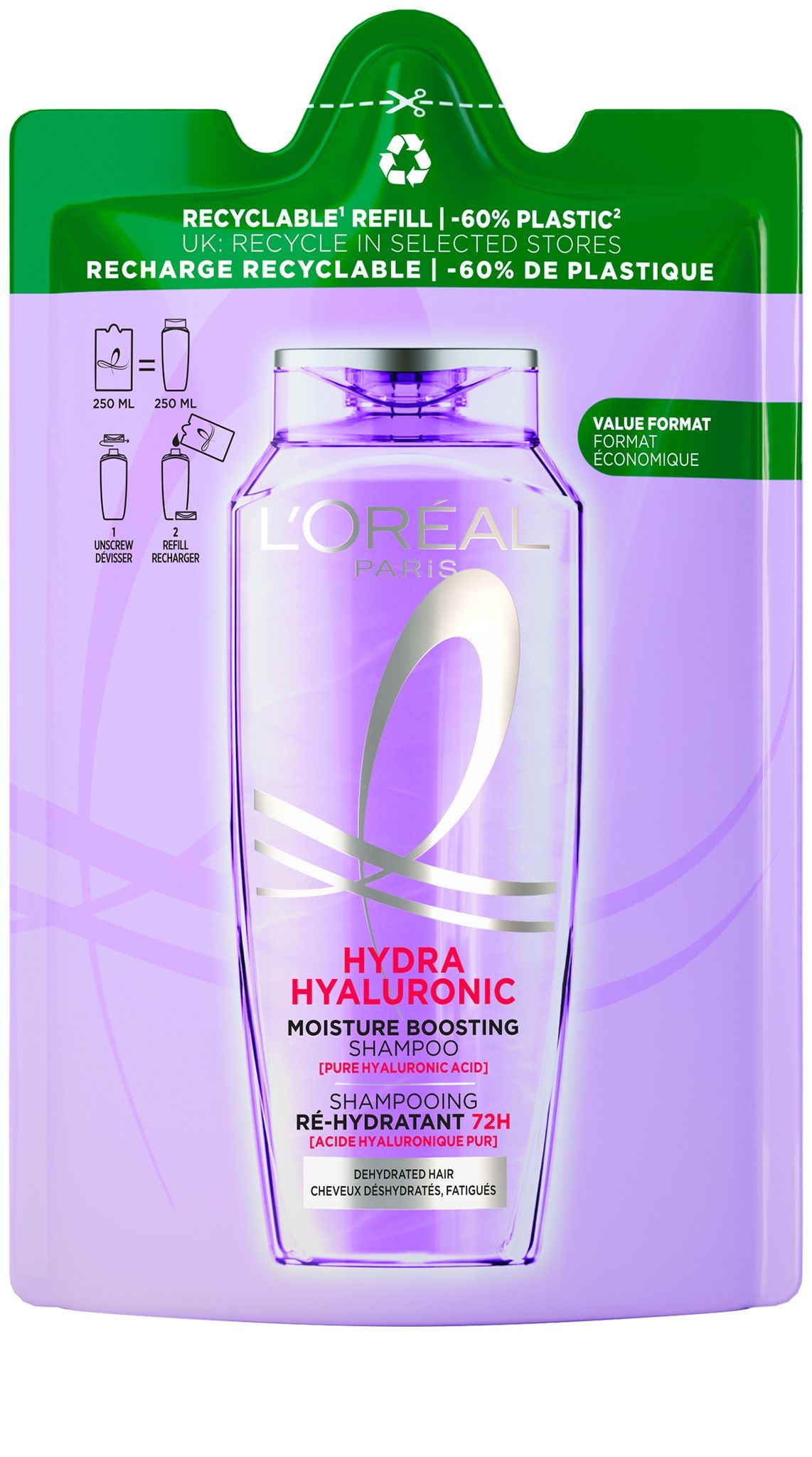 Drogerie a kosmetika - L'Oréal Paris Elseve Hyaluron Plump náhradní náplň 250 ml