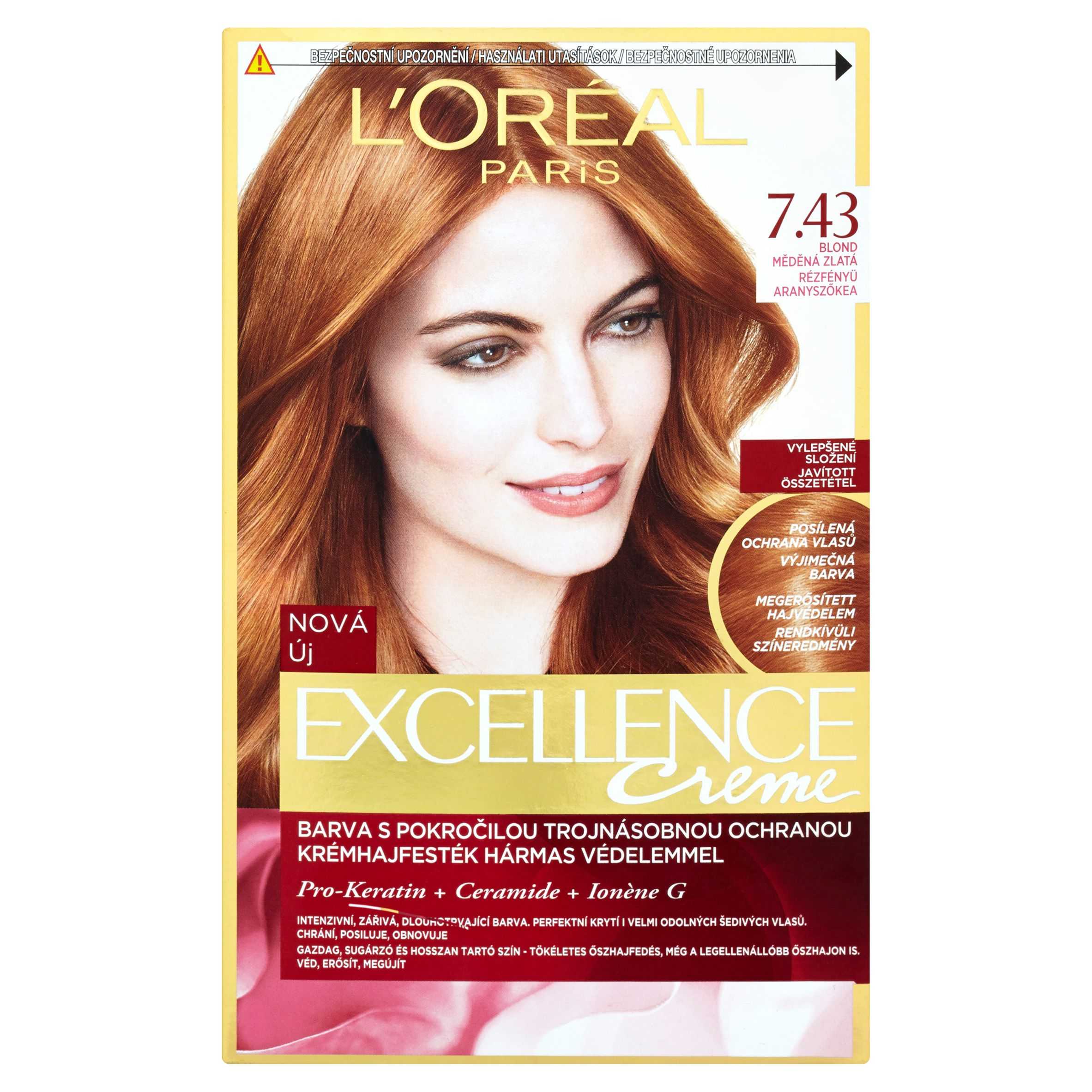 Drogerie a kosmetika - L'Oréal Paris Excellence Creme blond měděná zlatá 7.43