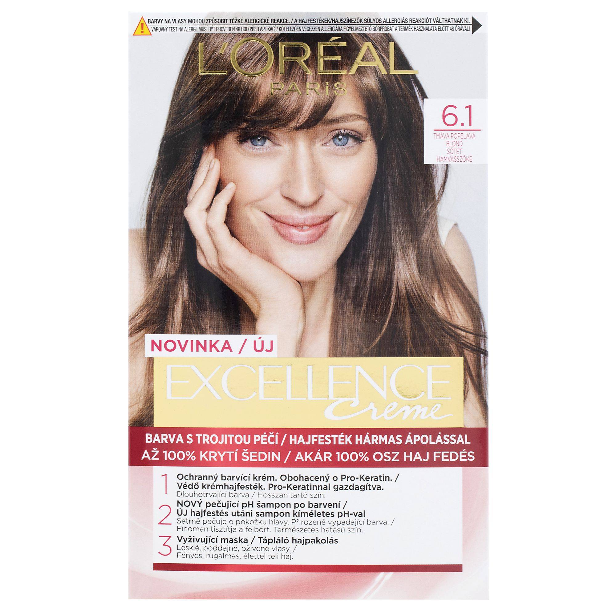 Drogerie a kosmetika - L'Oréal Paris Excellence Créme permanentní barva na vlasy 6.1 tmavá popelavá blond