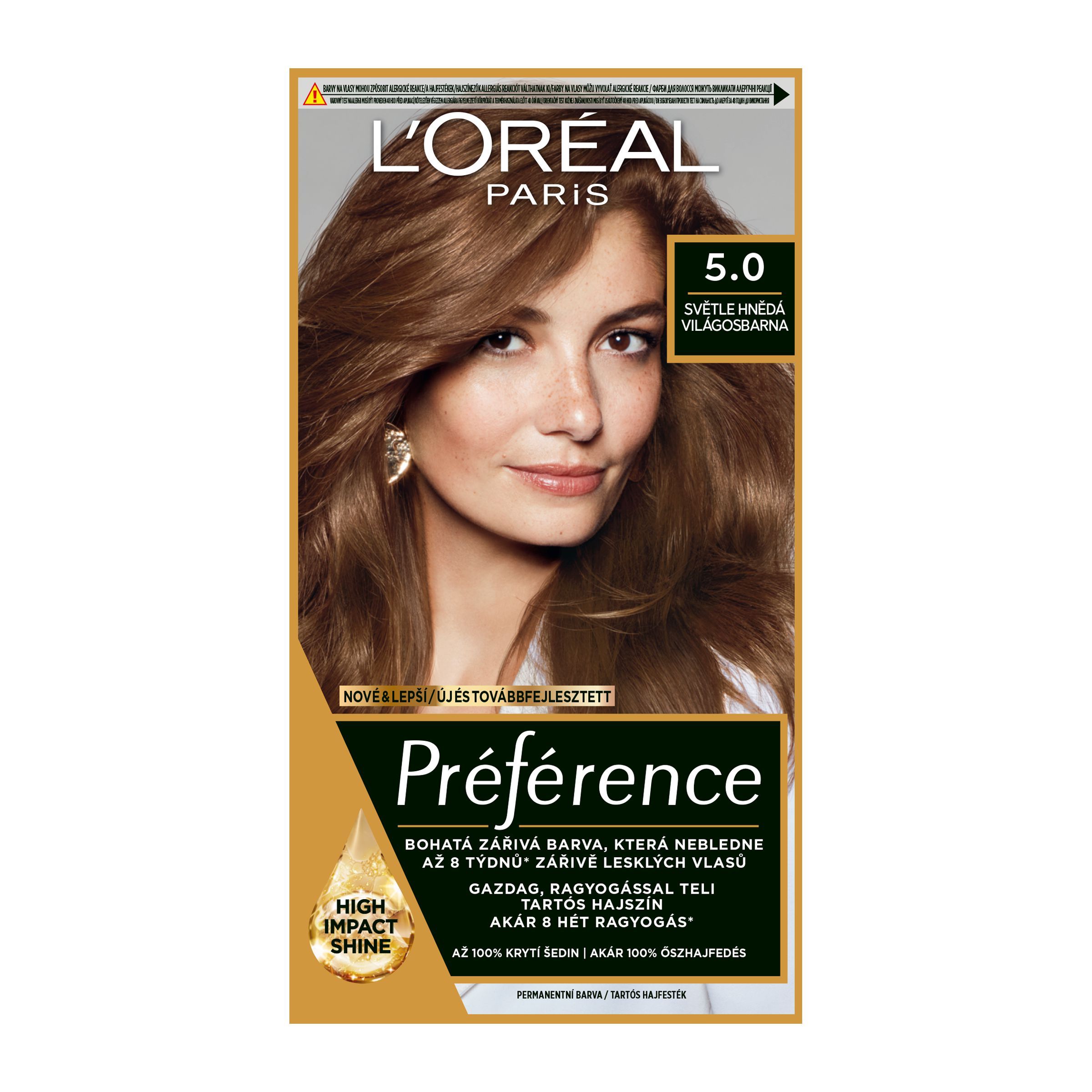 Drogerie a kosmetika - L'Oréal Paris Preference barva na vlasy 5.0 světle hnědá