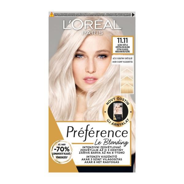 Drogerie a kosmetika - L'Oréal Paris Preférence Le Blonding 11.11 Ultra světlá křišťálová blond 40+80+54ml, 1ks
