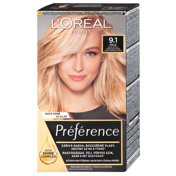 Drogerie a kosmetika - L'Oréal Paris Préférence permanentní barva na vlasy 9.1 Oslo-velmi světlá popelavá blond