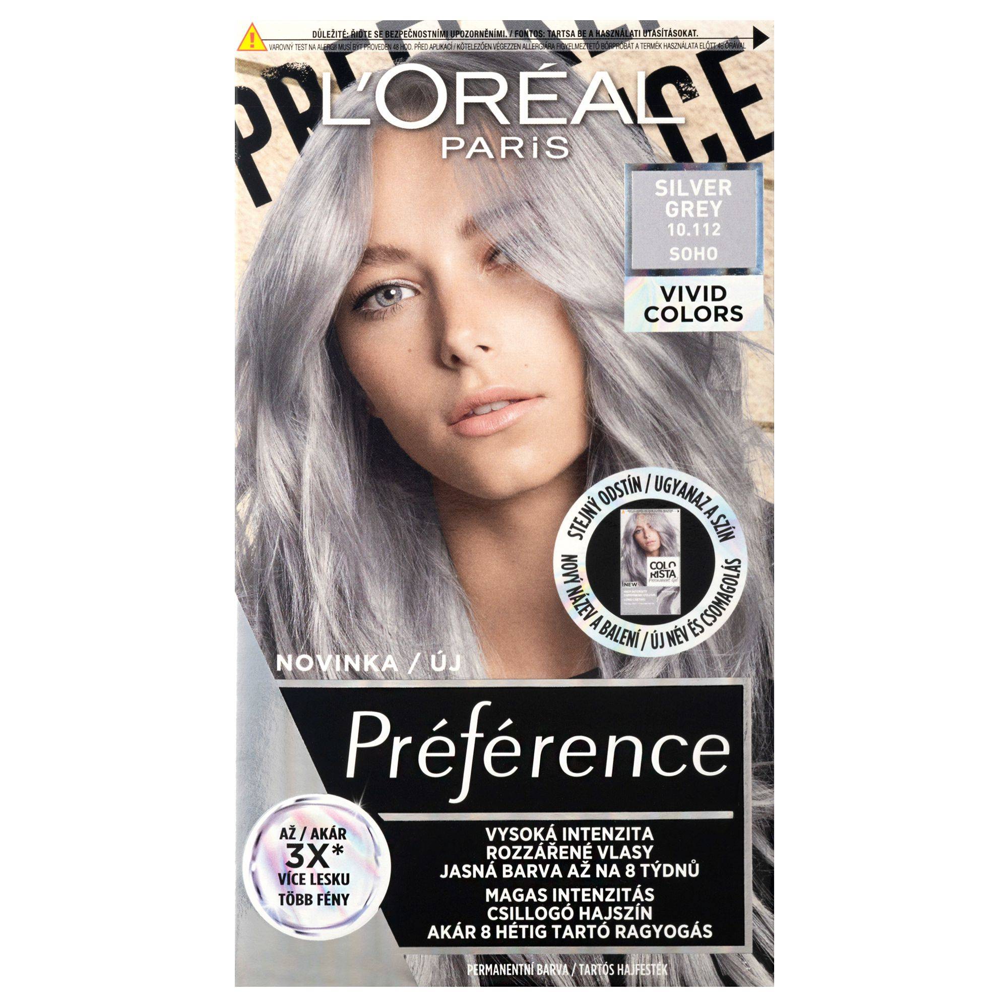 Drogerie a kosmetika - L'Oréal Paris Préférence Vivid Colors permanentní barva na vlasy Silver Grey 150 ml