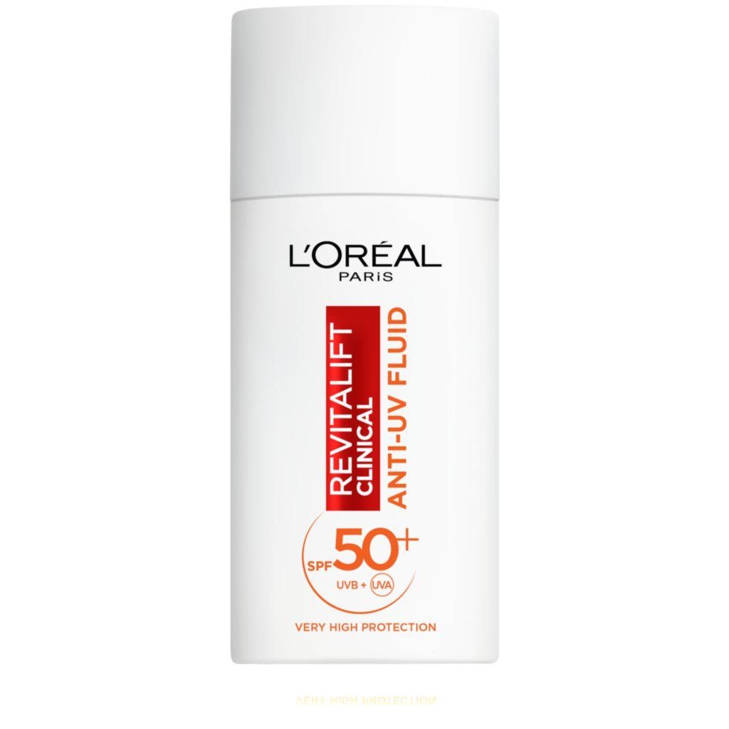 Drogerie a kosmetika - L'Oréal Paris Revitalift Clinical Denní Anti-UV Fluid s velmi vysokou ochranou s SPF50+ a vitamínem C 50 ml