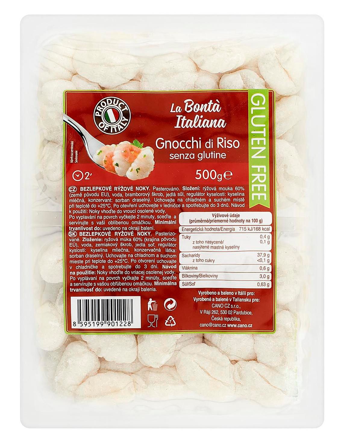 Trvanlivé potraviny - La Bontá italiana Gnocchi Rýžové noky bez lepku 500g