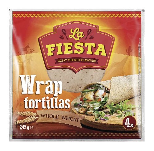 Trvanlivé potraviny - La Fiesta Tortilla Wrap 25cm celozrnná 4ks 245 g
