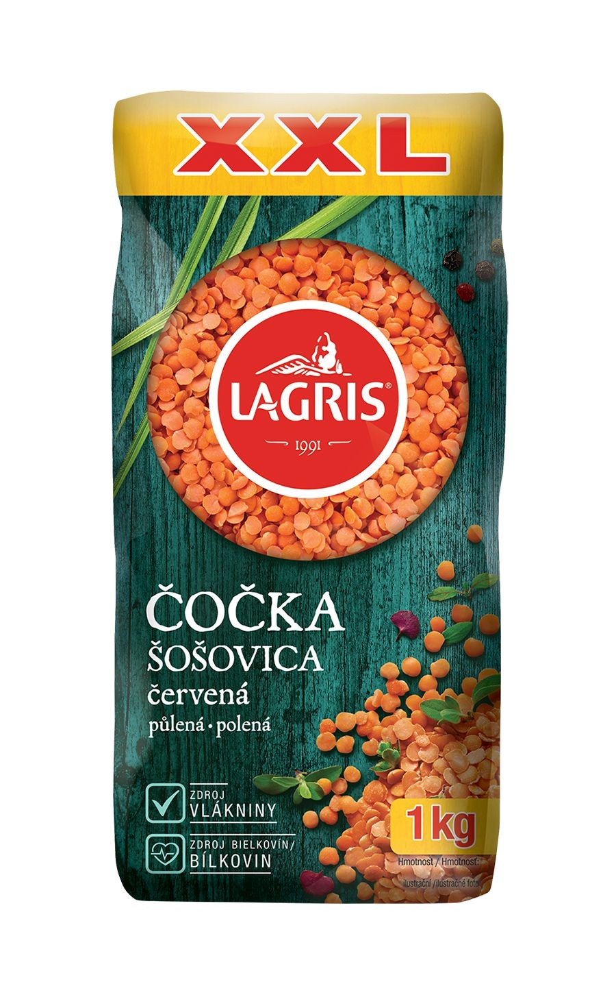 Trvanlivé potraviny - Lagris Čočka červená půlená XXL 1kg