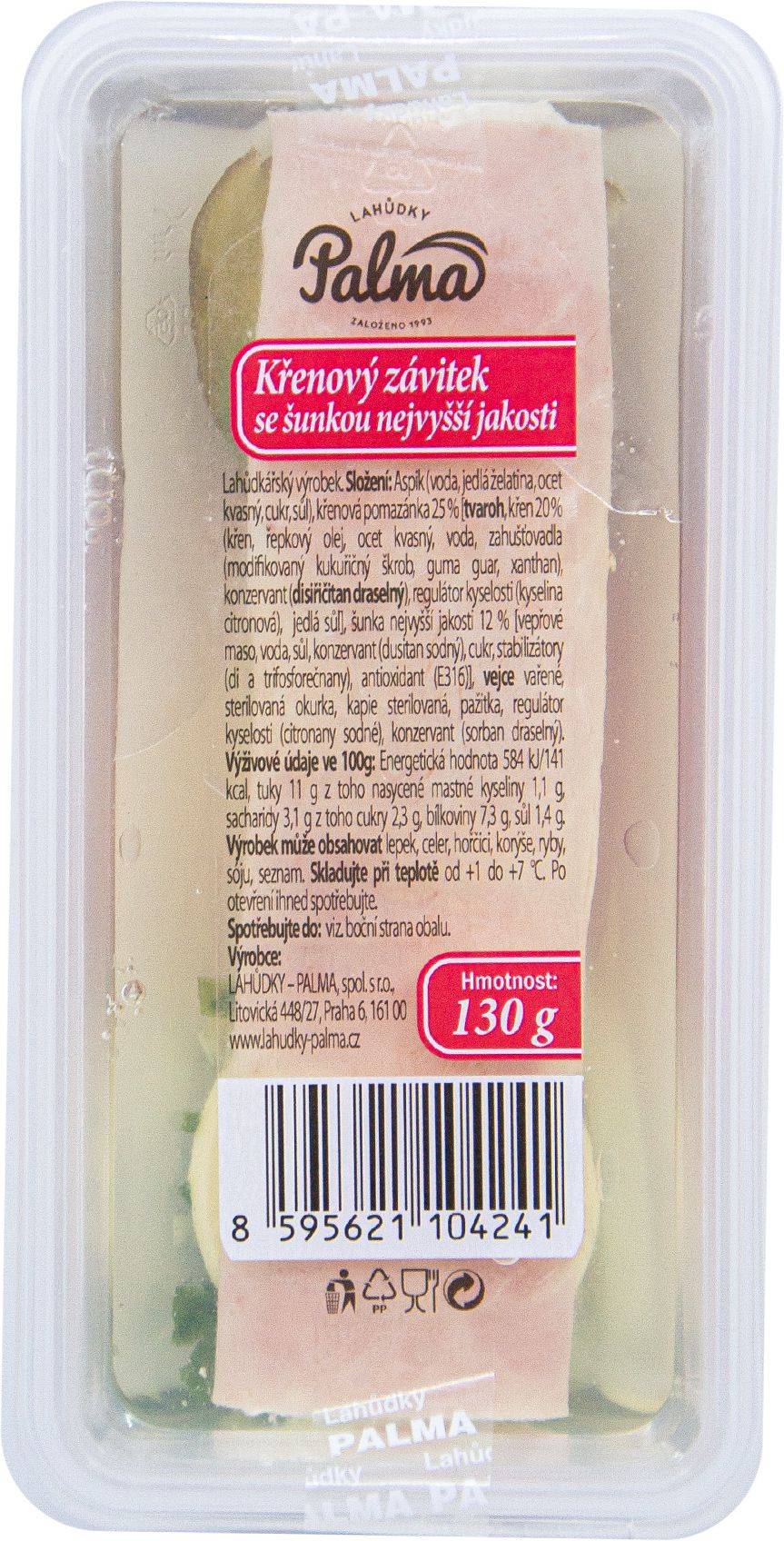Uzeniny a lahůdky - Lahůdky Palma Křenový závitek se šunkou nejvyšší jakosti 130g
